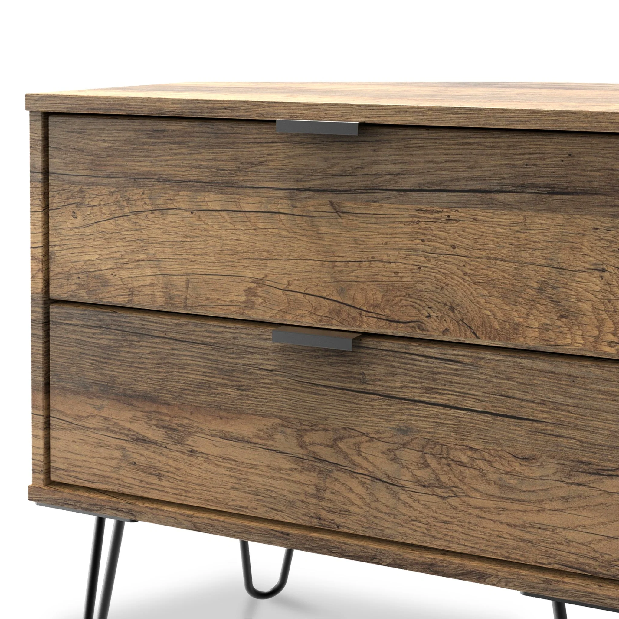 Moreno Rustic Oak 2 Drawer Side Table - Image 7