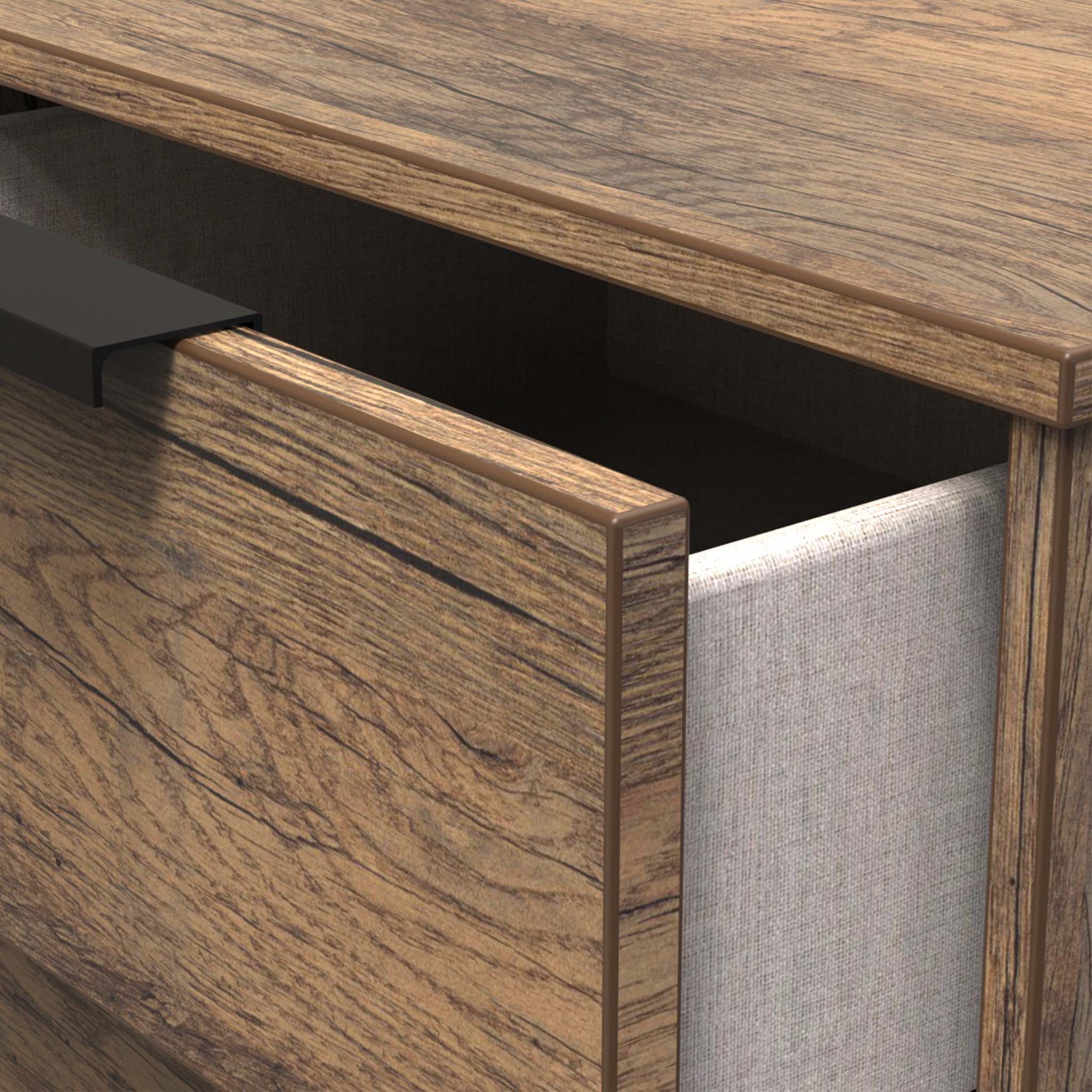 Moreno Rustic Oak 2 Drawer Side Table - Image 8
