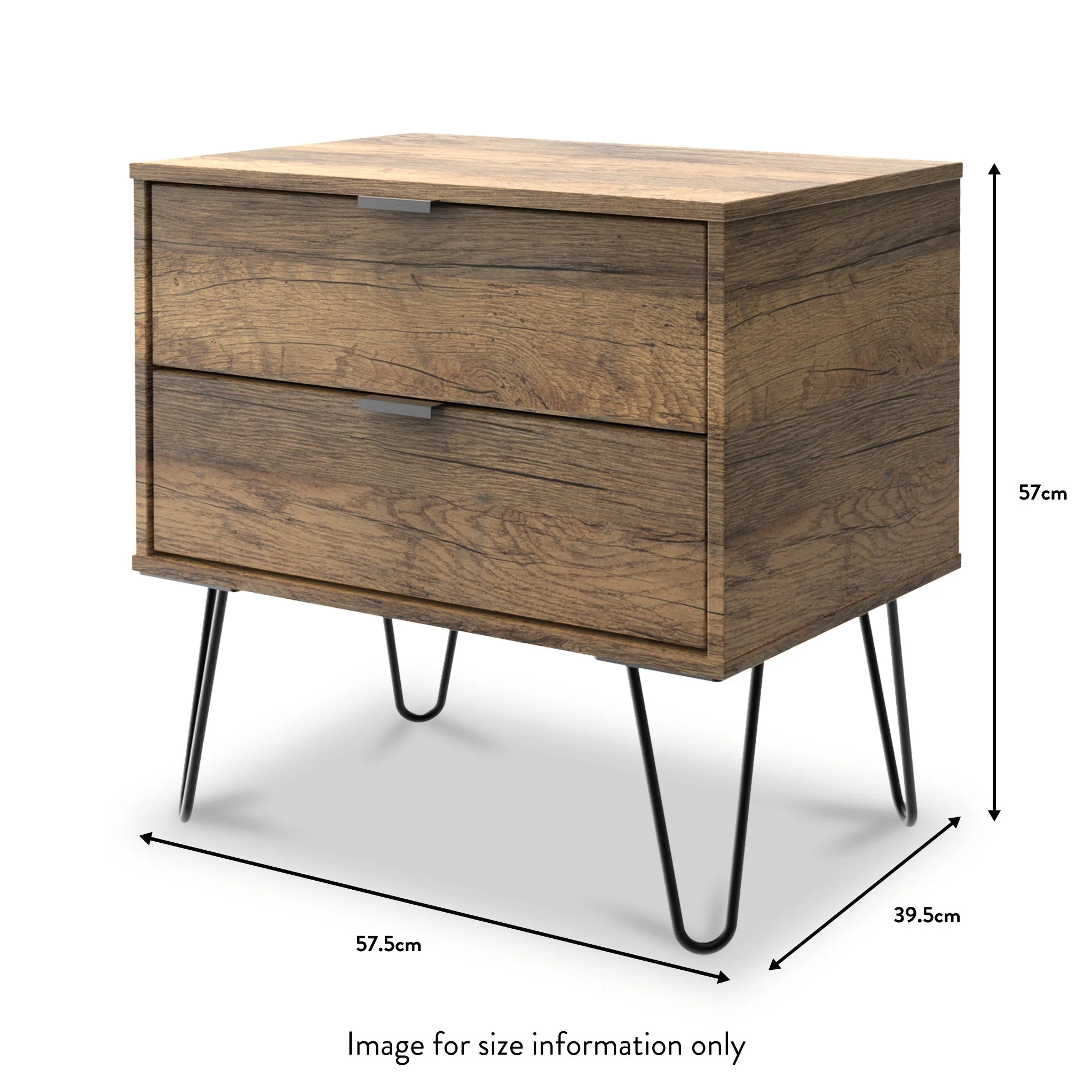 Moreno Rustic Oak 2 Drawer Side Table - Image 9