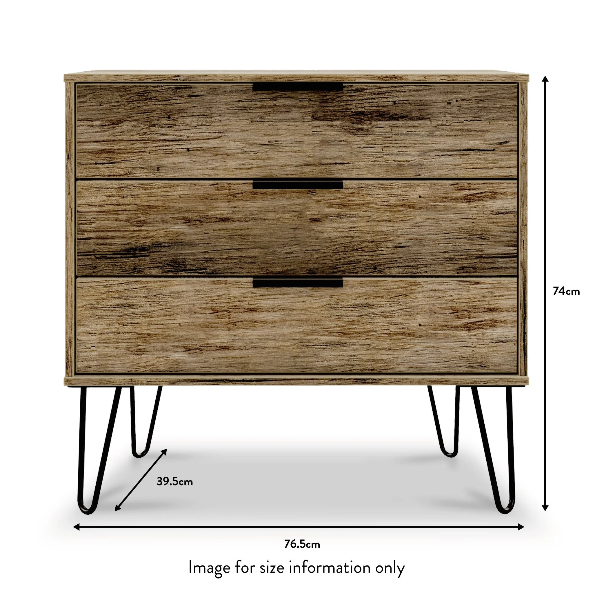 Moreno Rustic Oak 3 Drawer Chest - Image 3