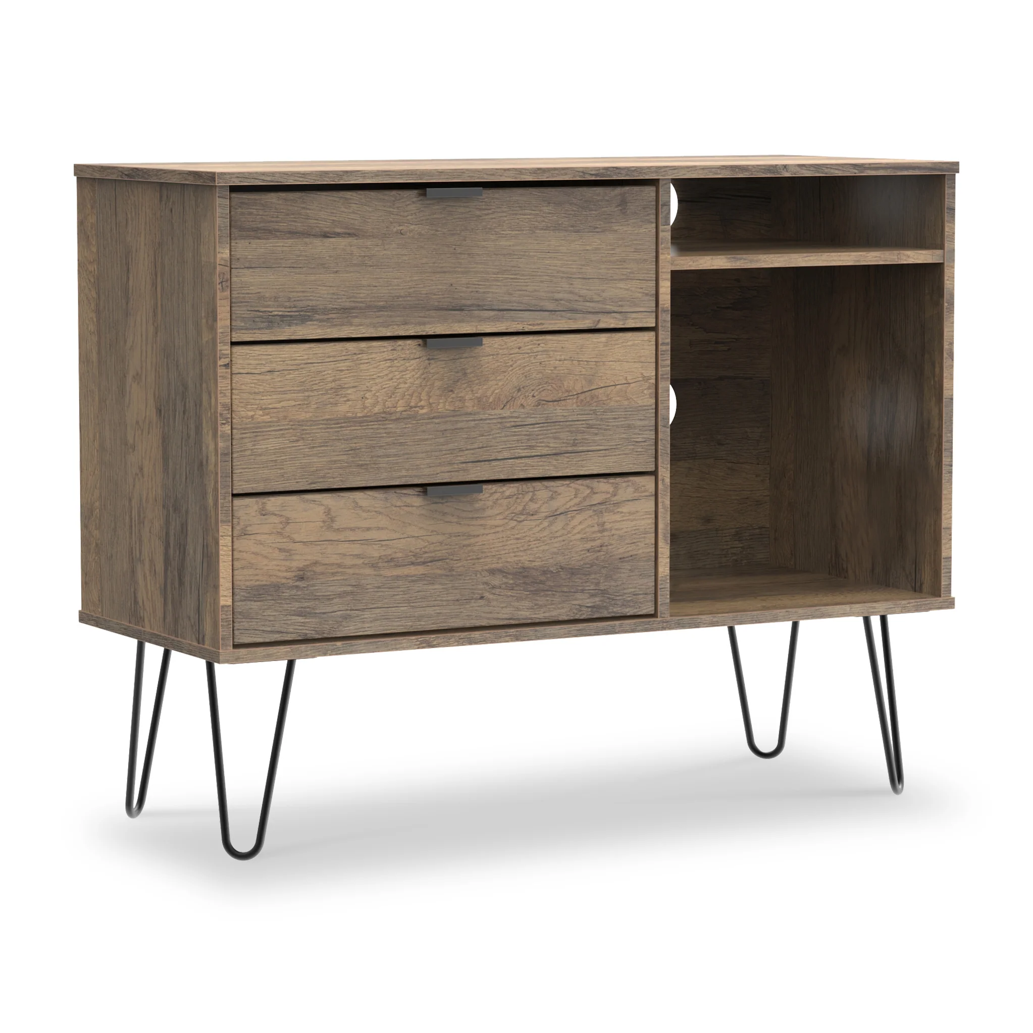 Moreno Rustic Oak 3 Drawer TV Unit - Image 2