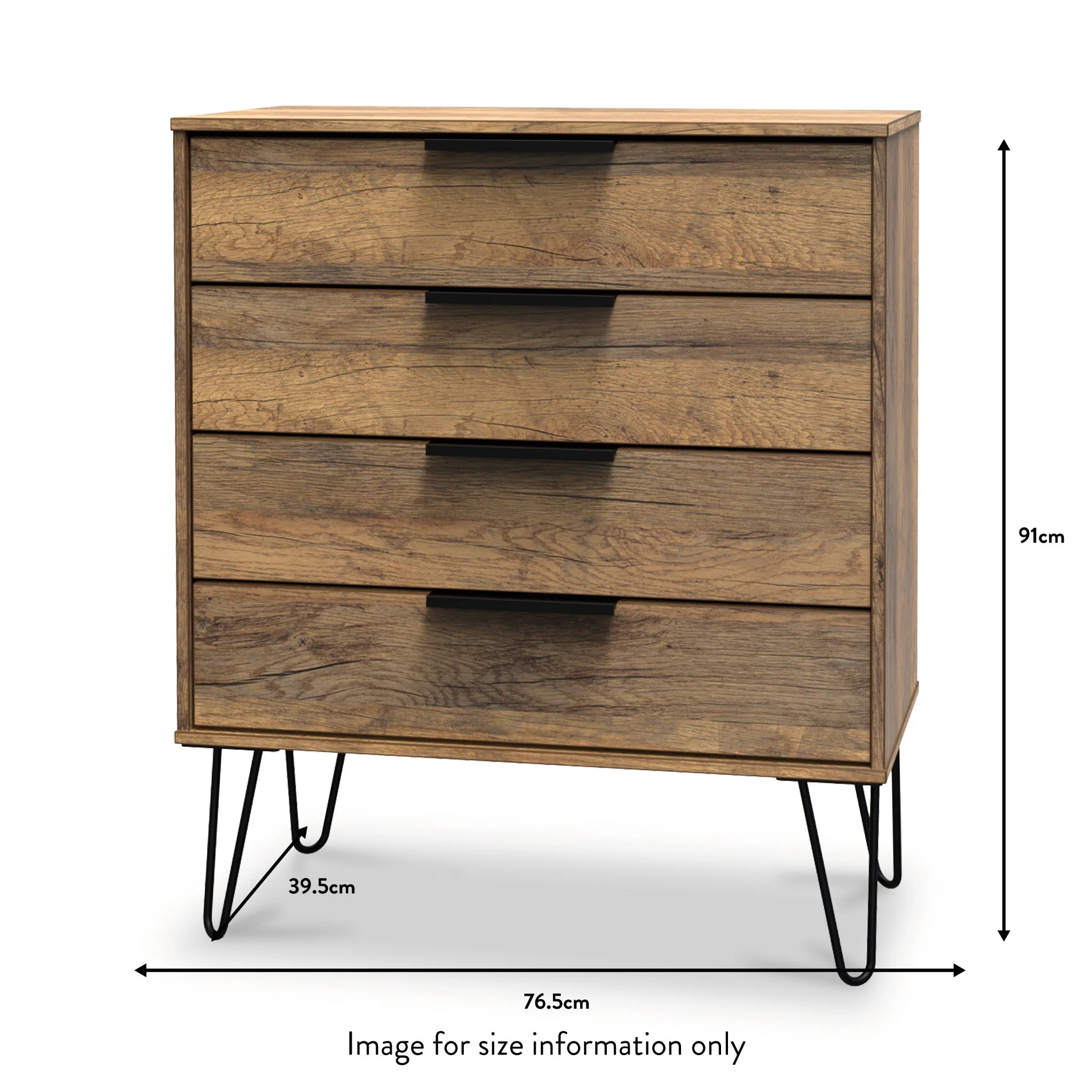 Moreno Rustic Oak 4 Drawer Chest - Image 8