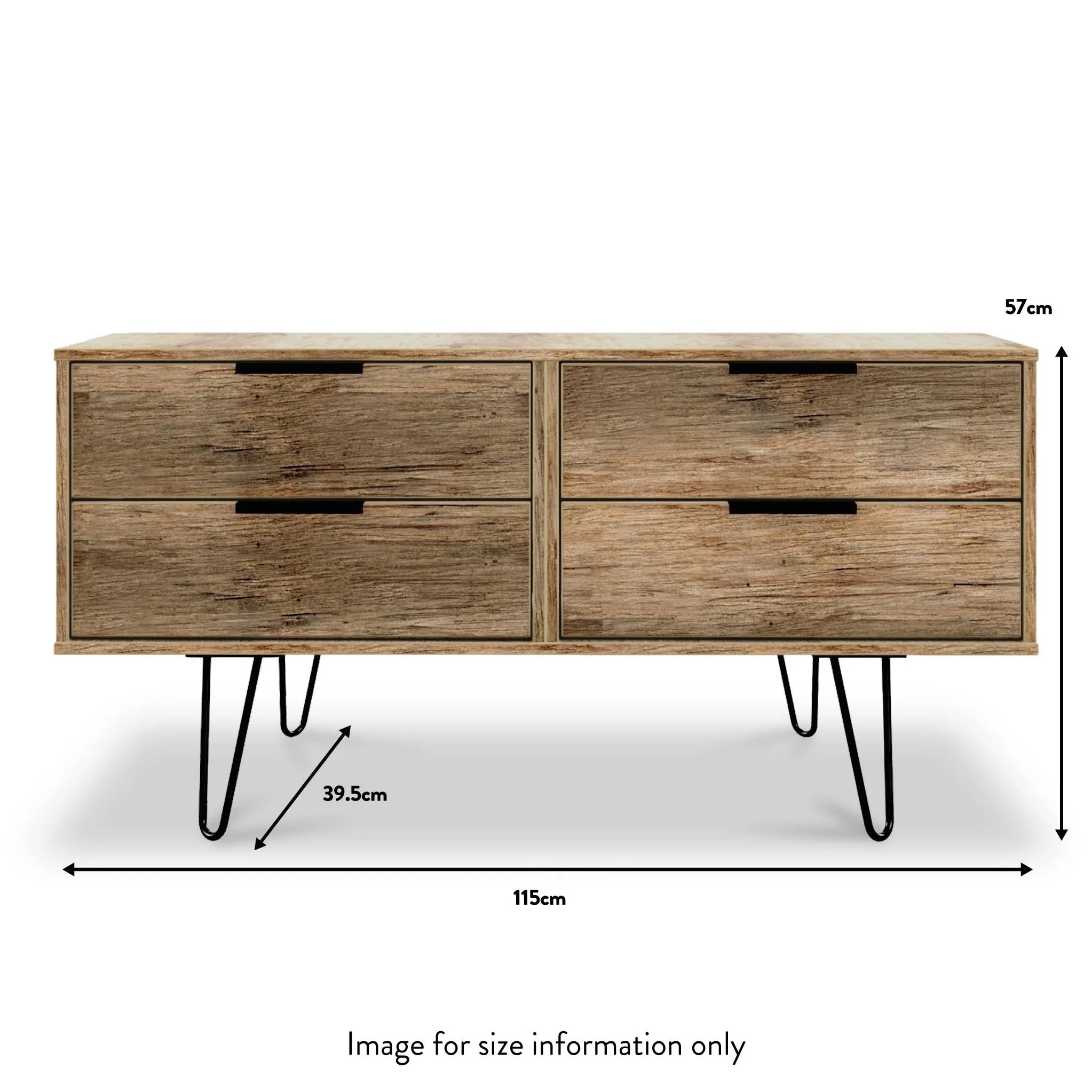 Moreno Rustic Oak 4 Drawer Low Storage Unit - Image 3