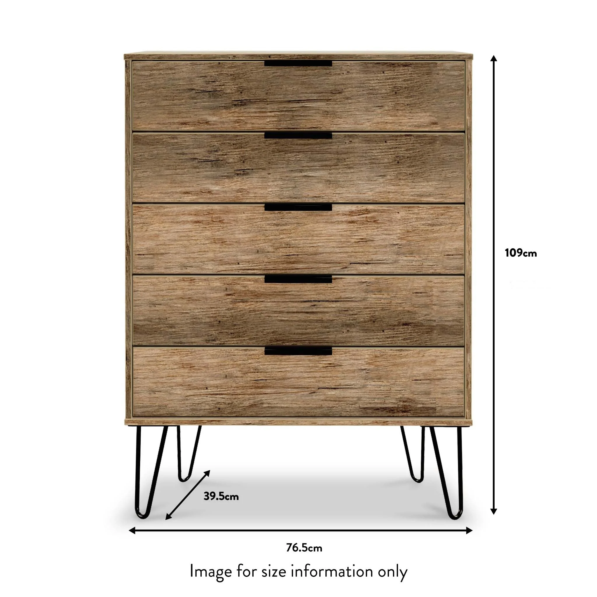 Moreno Rustic Oak 5 Drawer Chest - Image 5