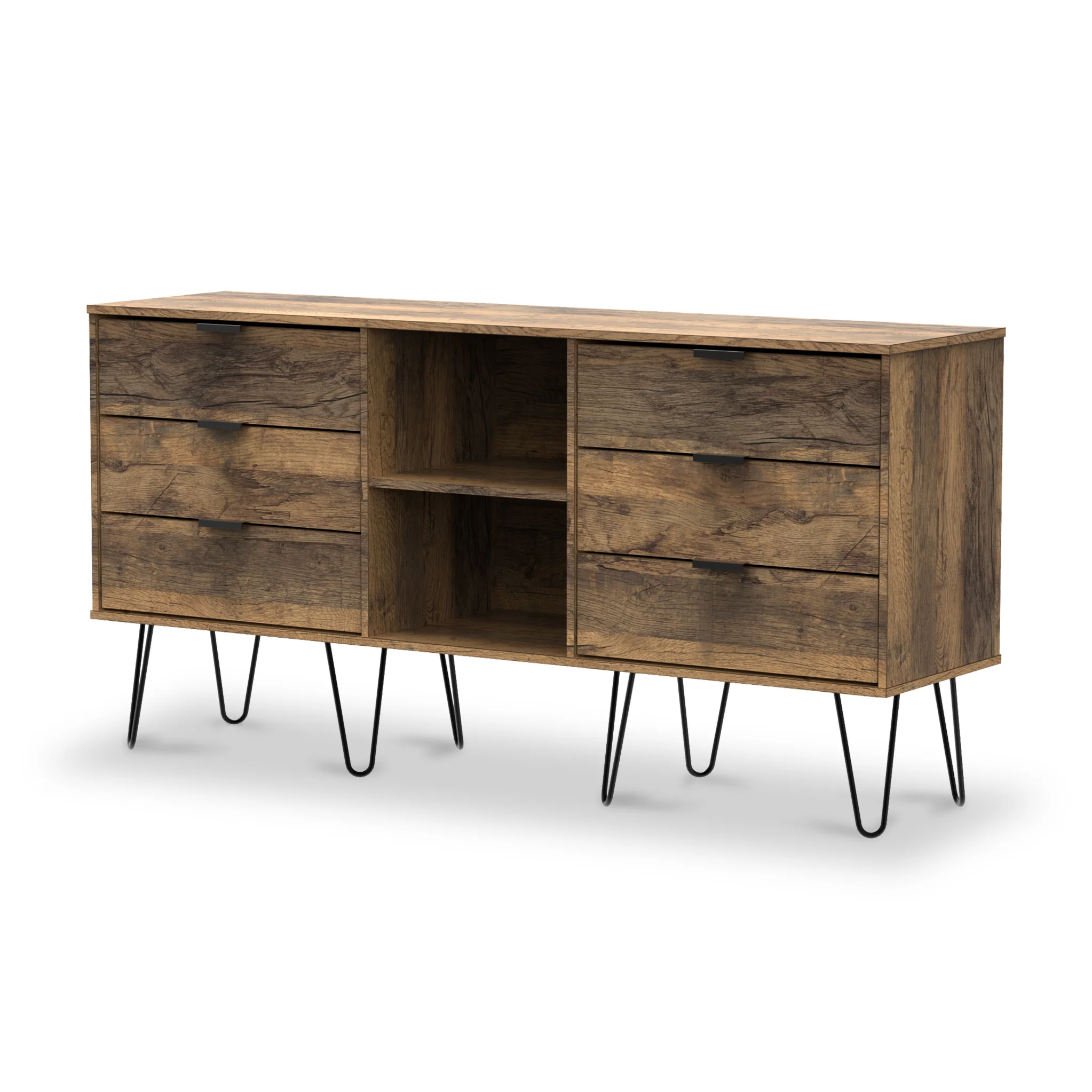 Moreno Rustic Oak 6 Drawer Sideboard - Image 4