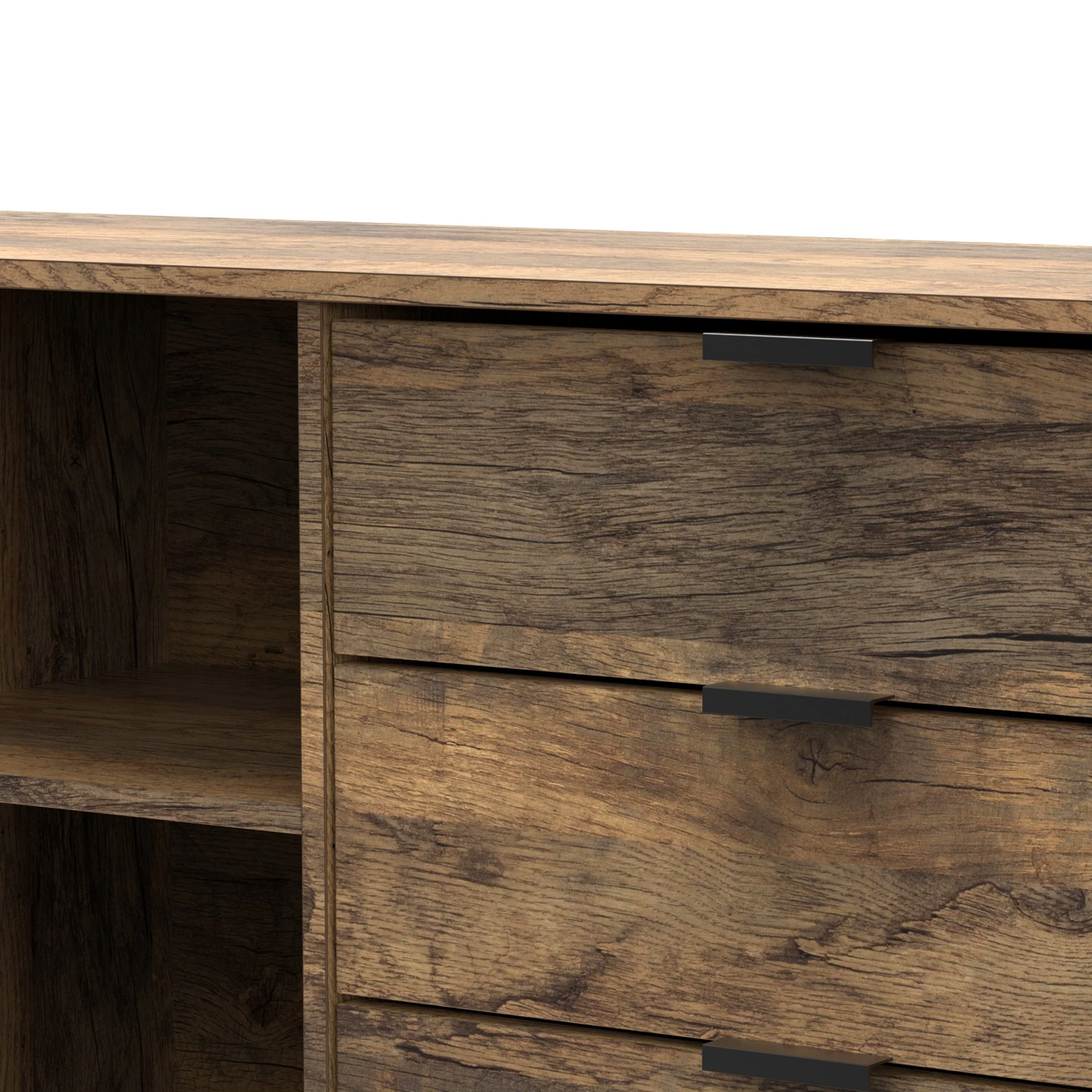 Moreno Rustic Oak 6 Drawer Sideboard - Image 6