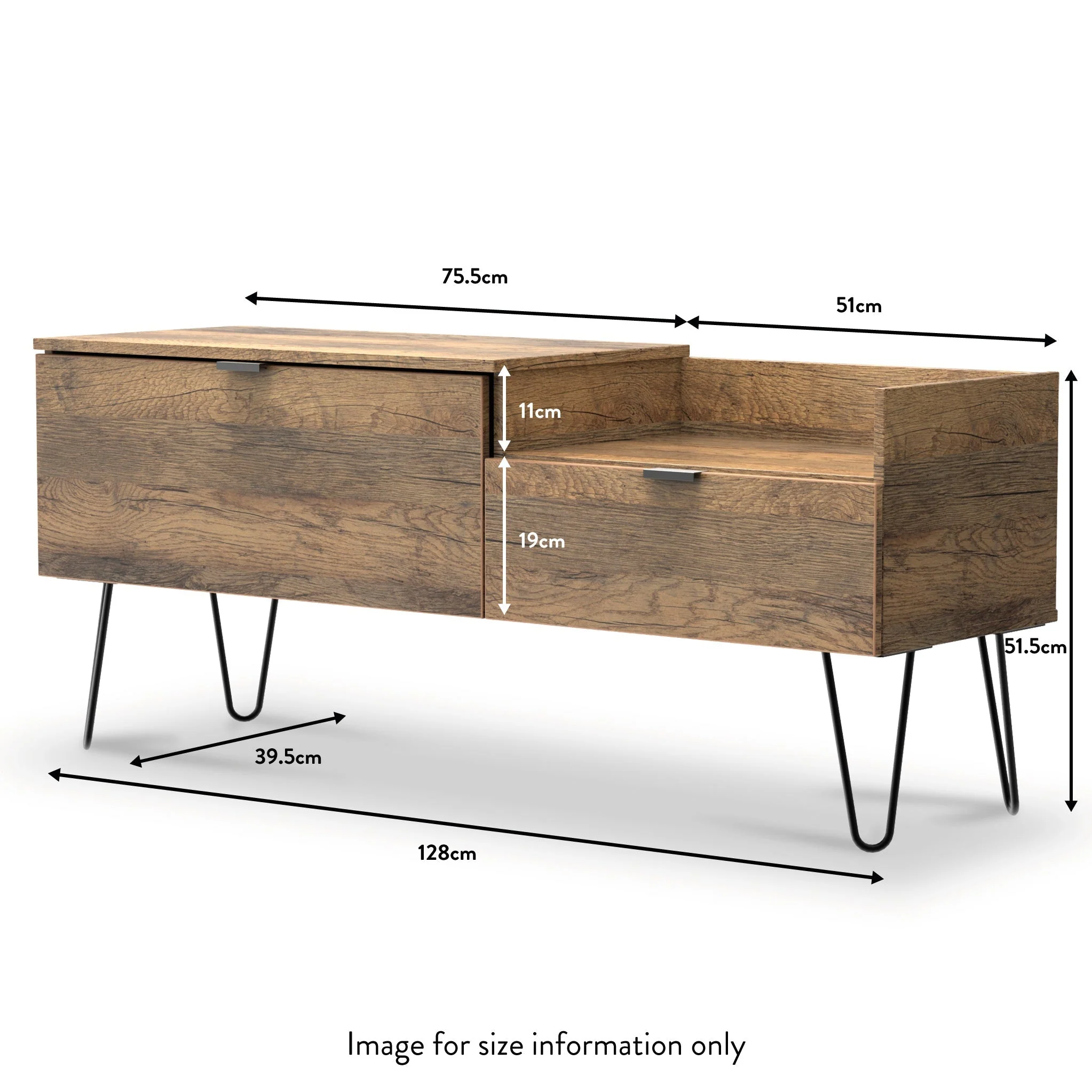 Moreno Rustic Oak TV Console Unit - Image 5