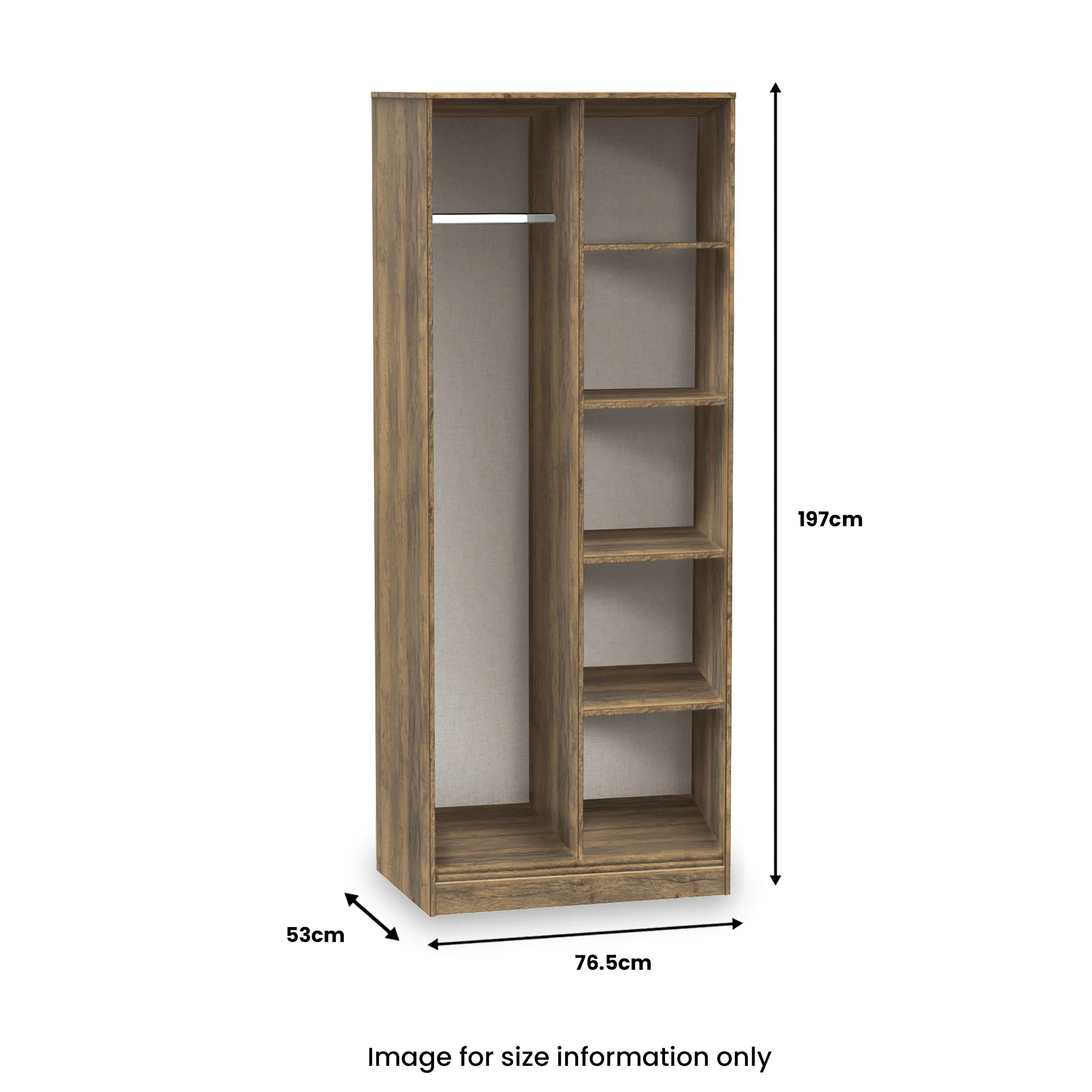 Moreno Rustic Oak Open Shelf Unit - Image 3