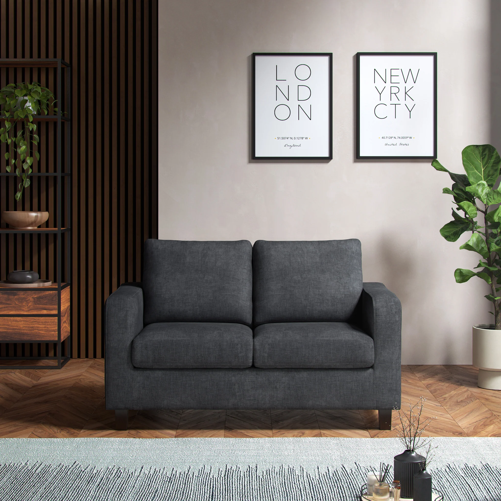 Myles Grey Fabric 2 Seater Sofa - Image 2