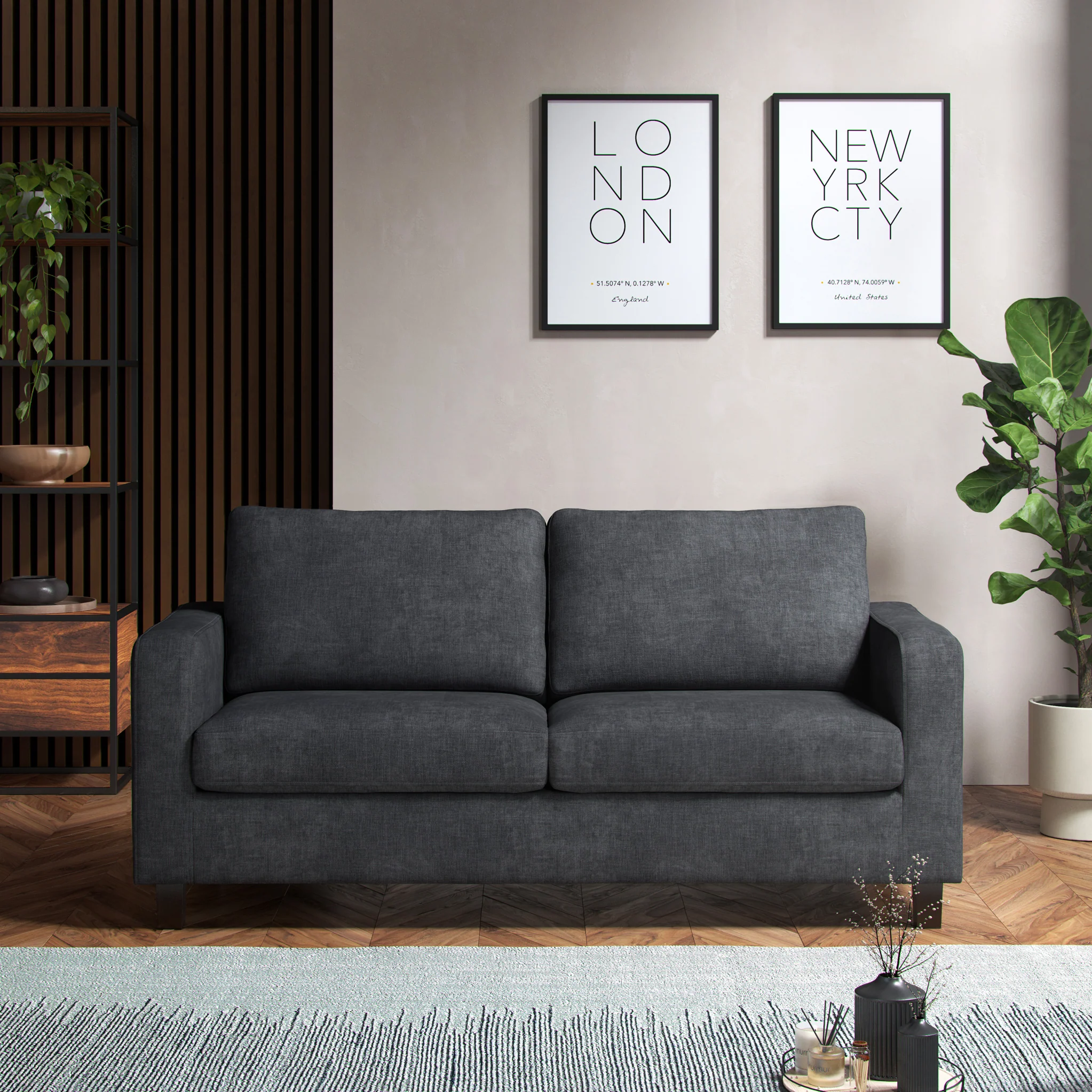 Myles Grey Fabric 3 Seater Sofa - Image 2