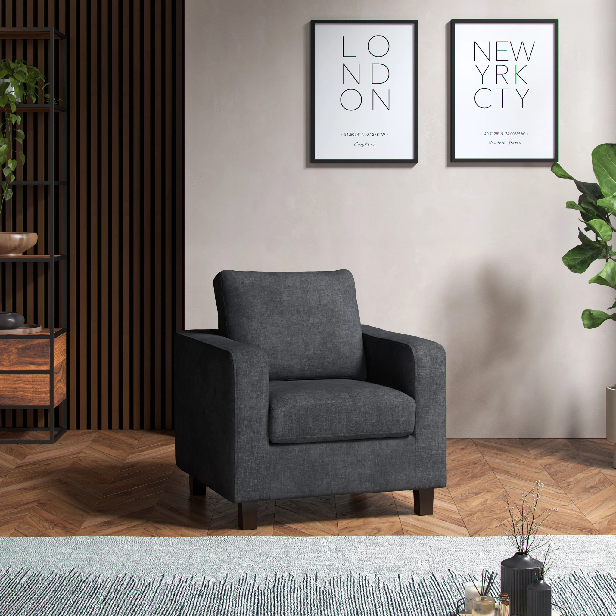 Myles Grey Fabric Armchair - Image 2
