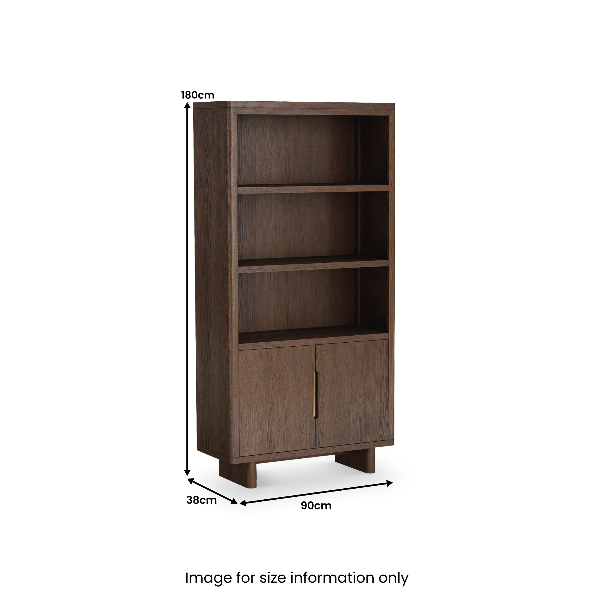 Mylor Oak 2 Door Display Bookcase - Image 3