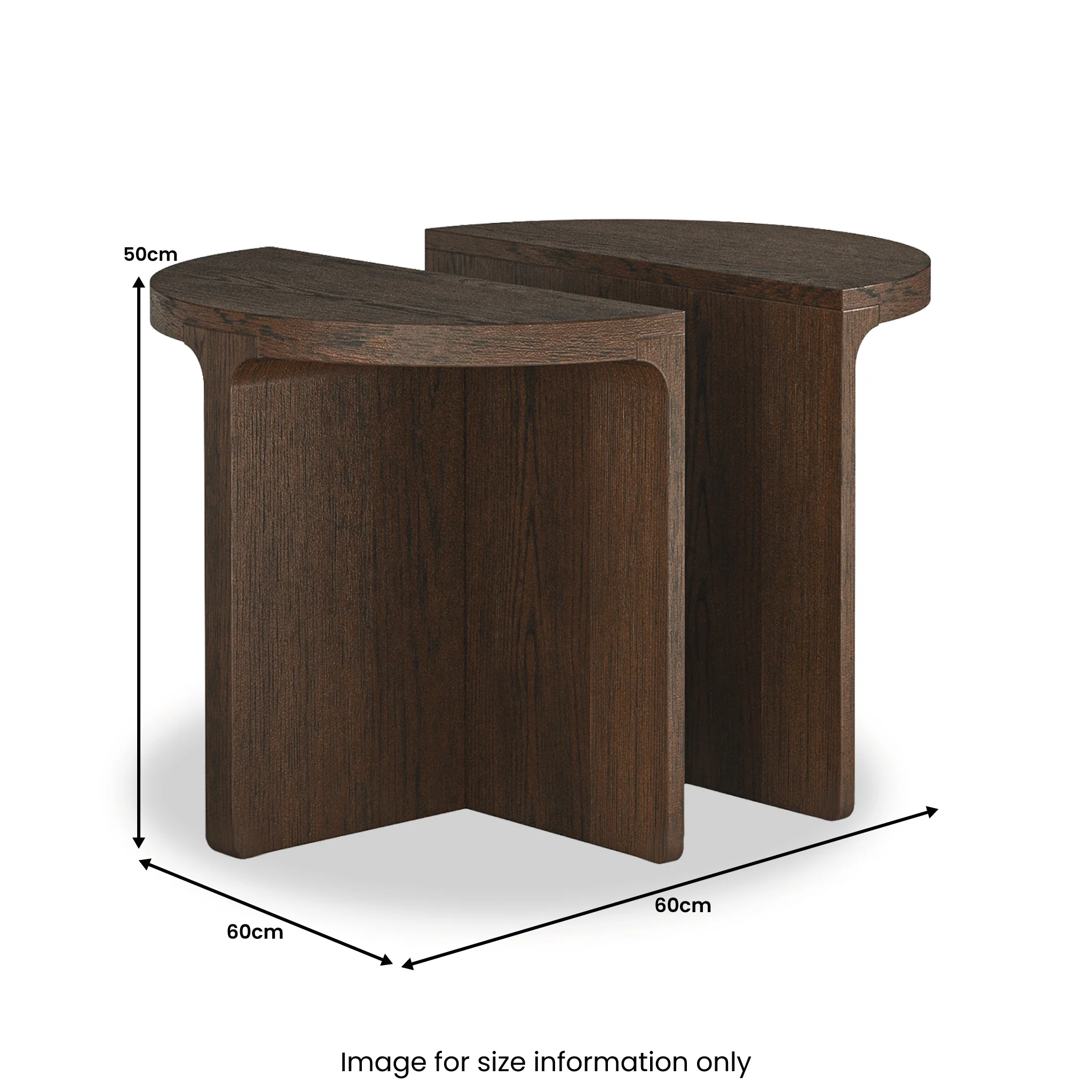 Mylor Oak Half Moon Nest of Tables - Image 3