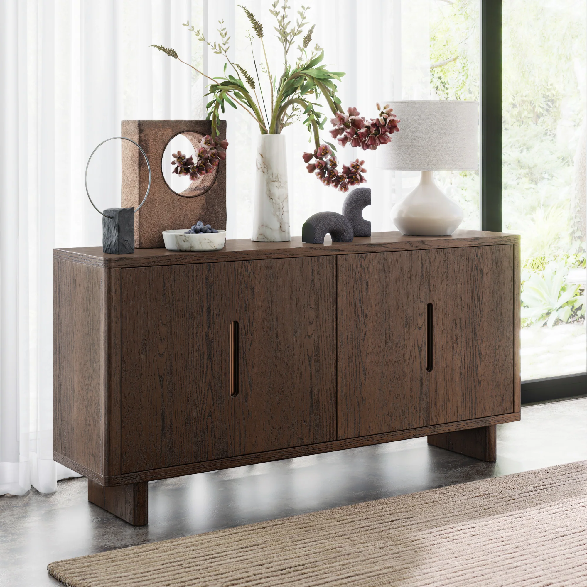 Mylor Oak Large 4 Door Sideboard - Image 2