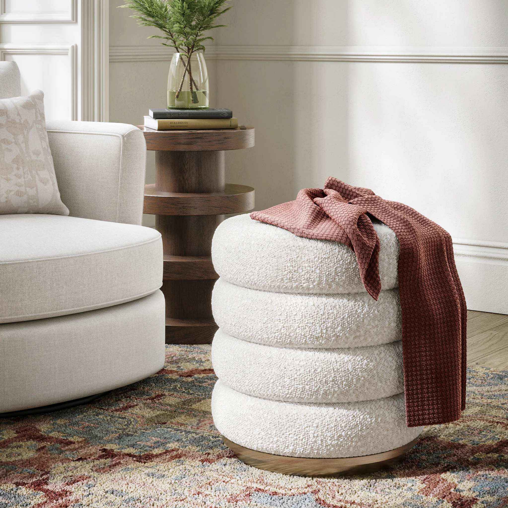 Mylor Oak Upholstered Foot Stool - Image 2