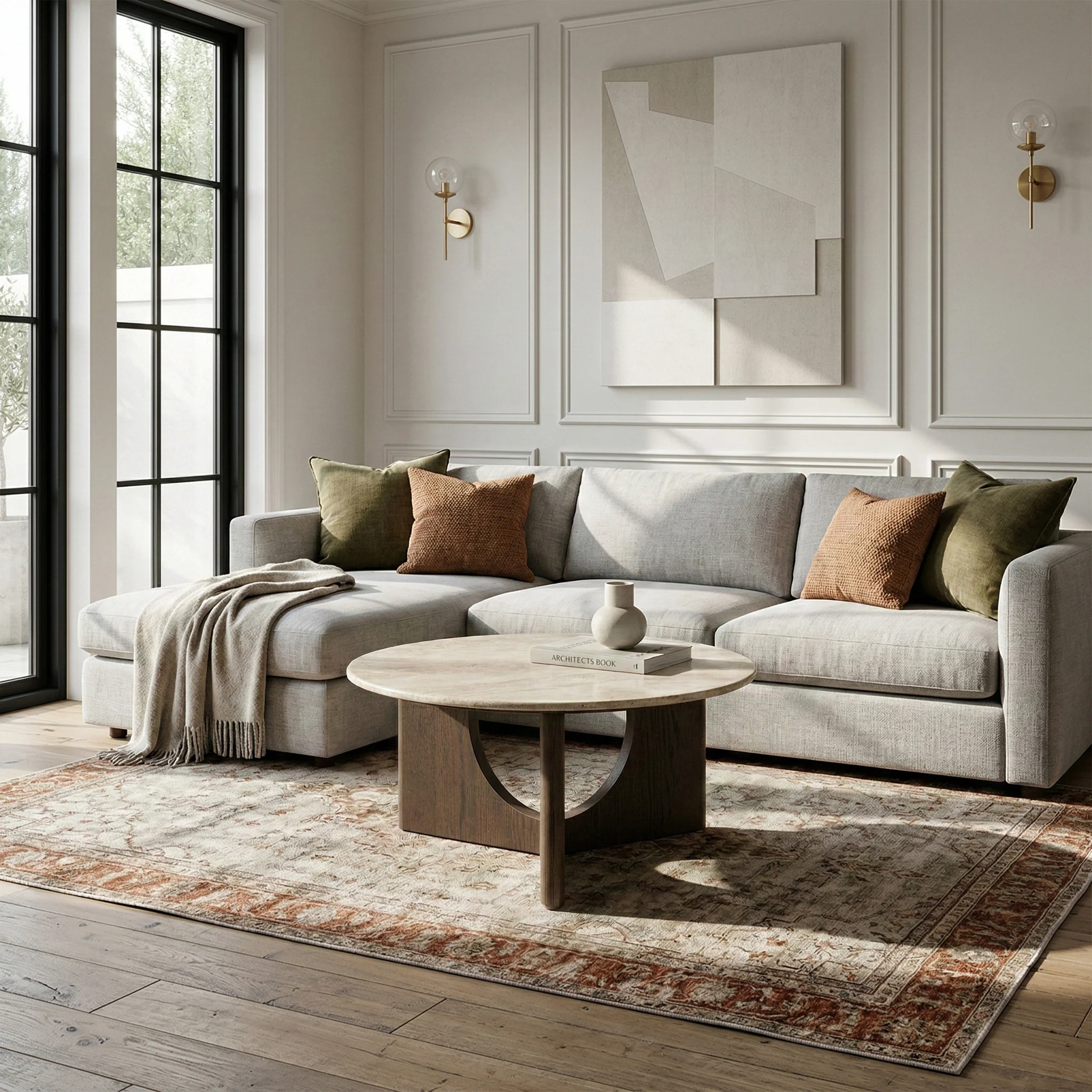 Mylor Travertine Top Coffee Table - Image 2