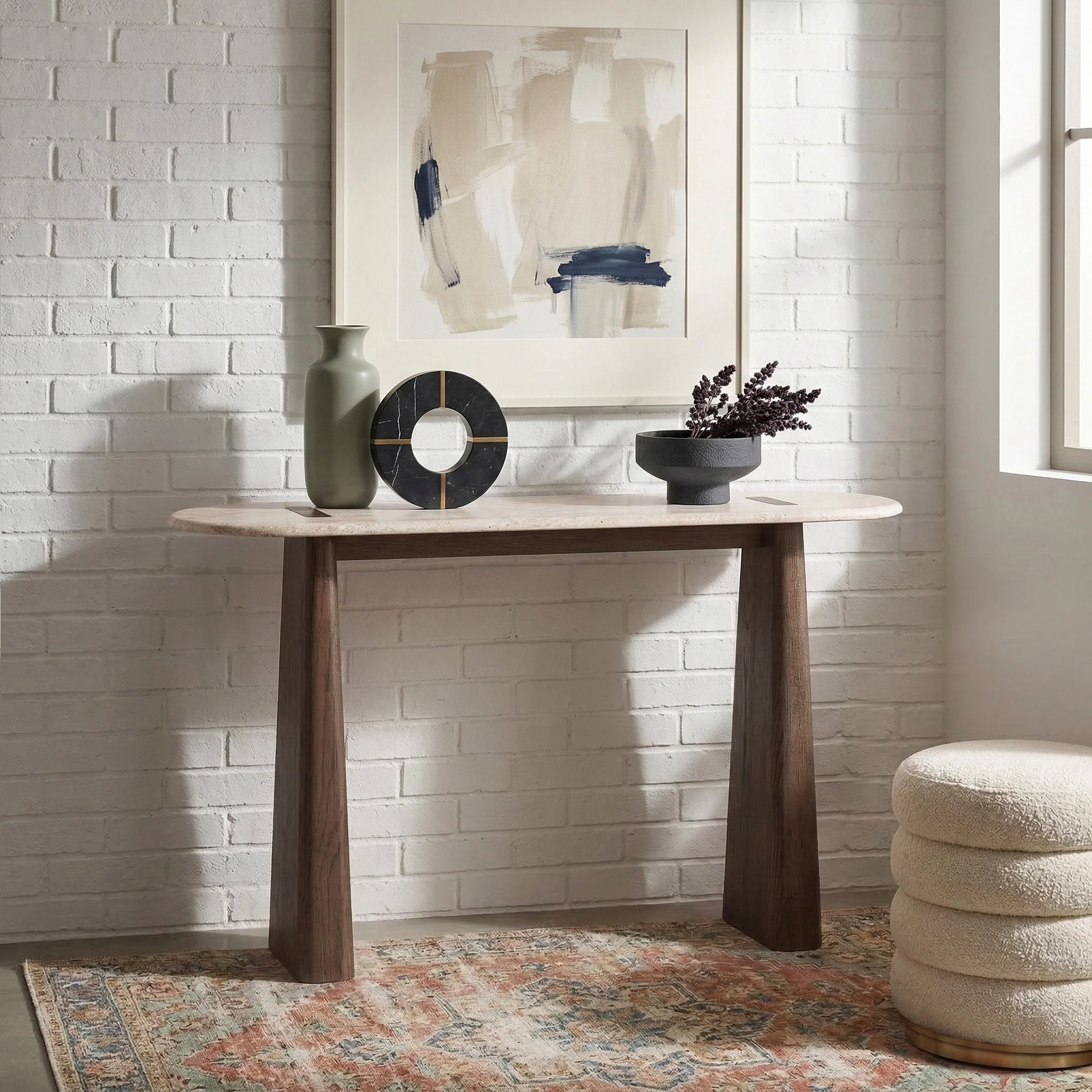 Mylor Travertine Top Console Table - Image 2