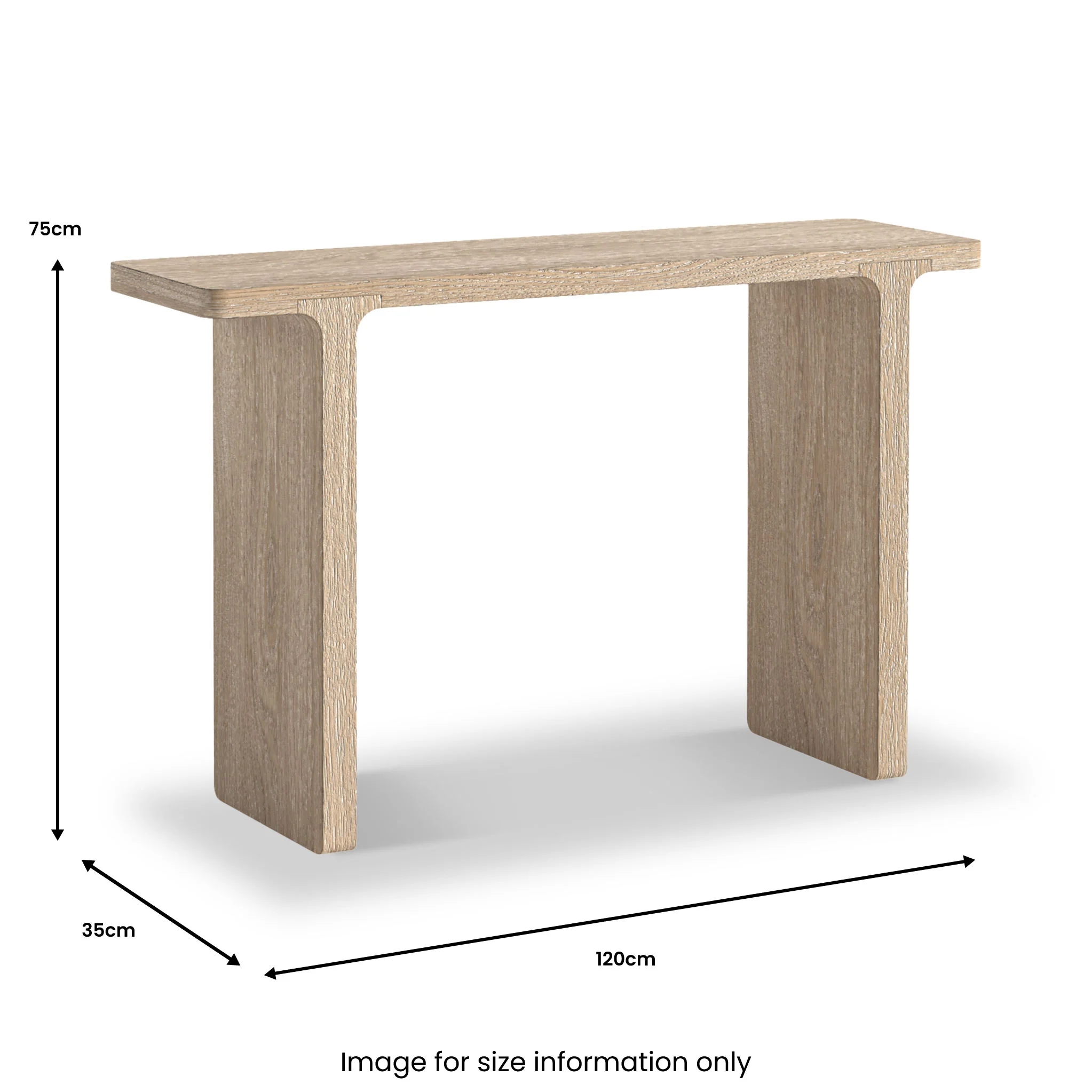 Mylor Washed Oak 120cm Console Table - Image 3
