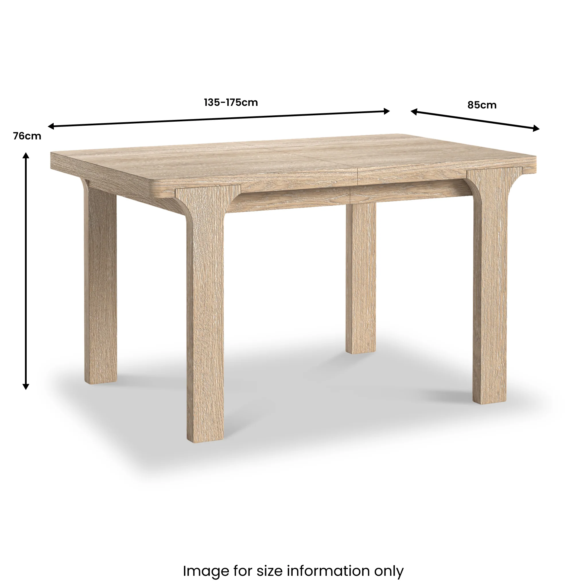 Mylor Washed Oak 135-175cm Extending Dining Table - Image 4