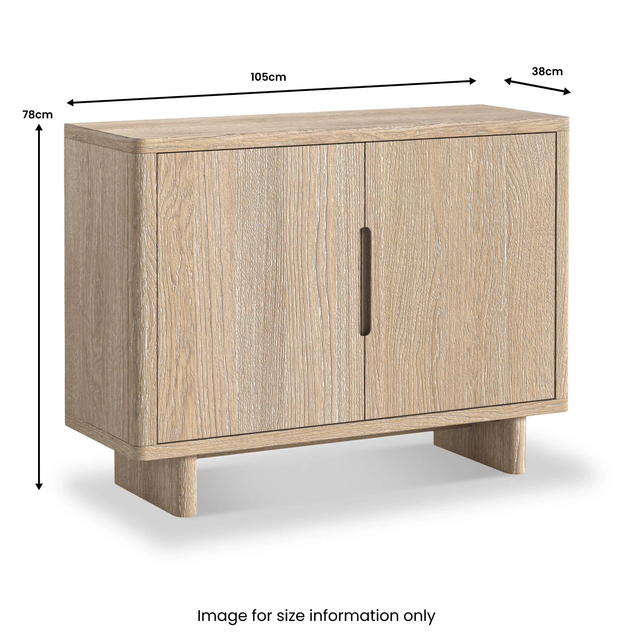 Mylor Washed Oak 2 Door Sideboard - Image 3