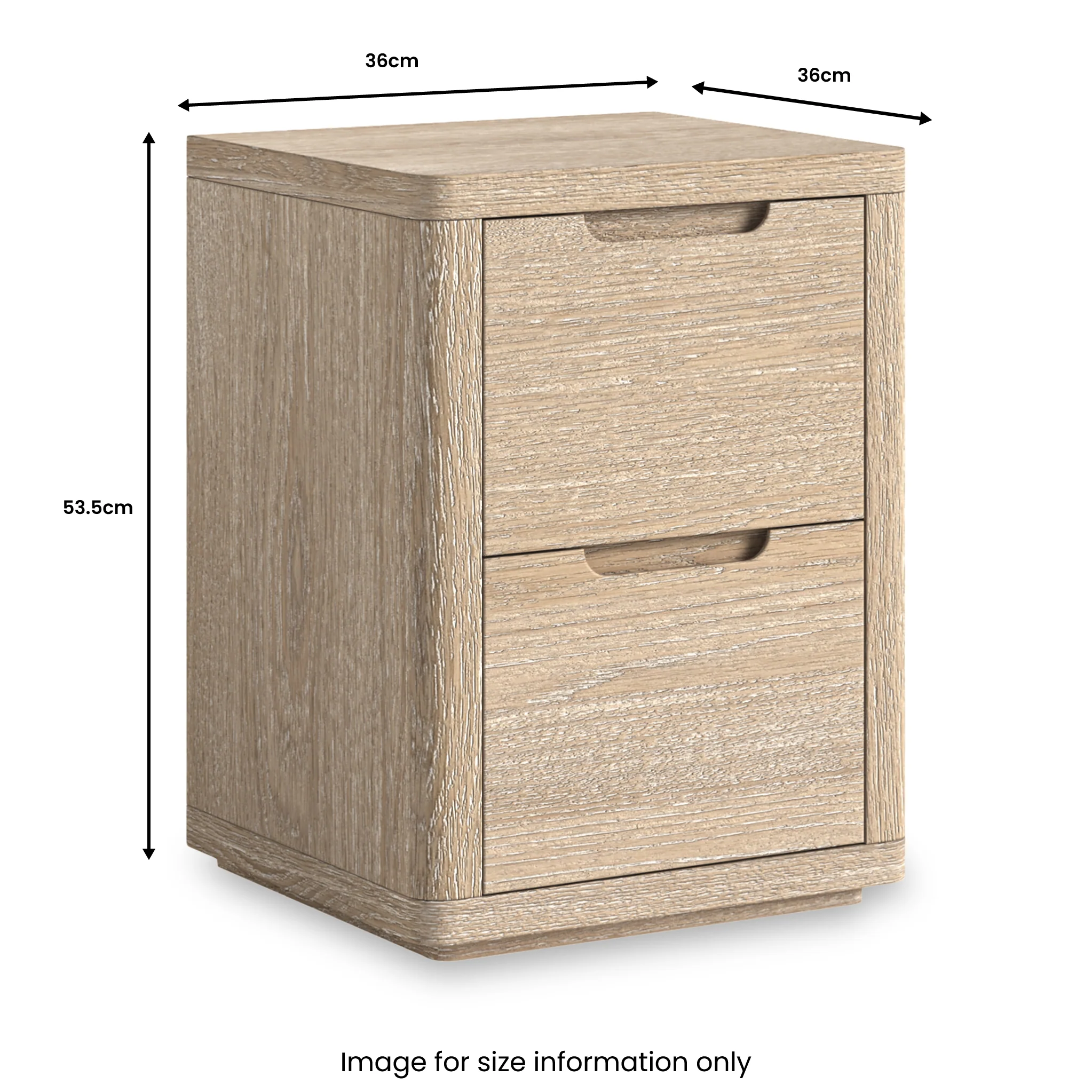Mylor Washed Oak 2 Drawer Bedside - Image 3