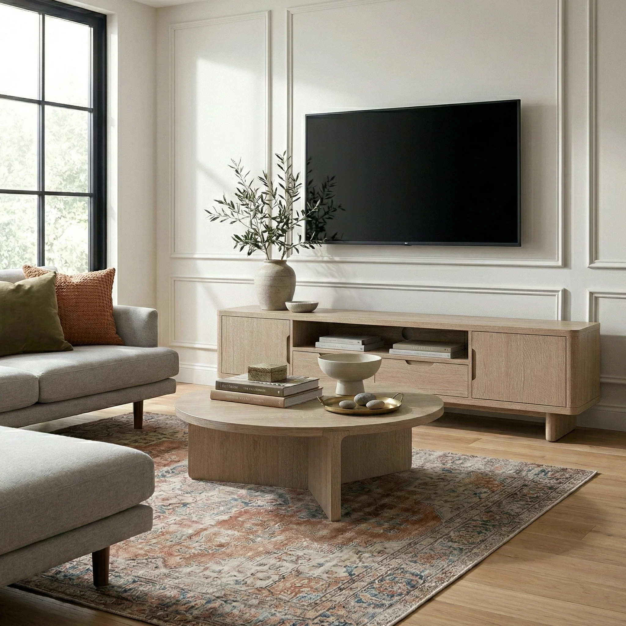 Mylor Washed Oak 200cm TV Unit - Image 2