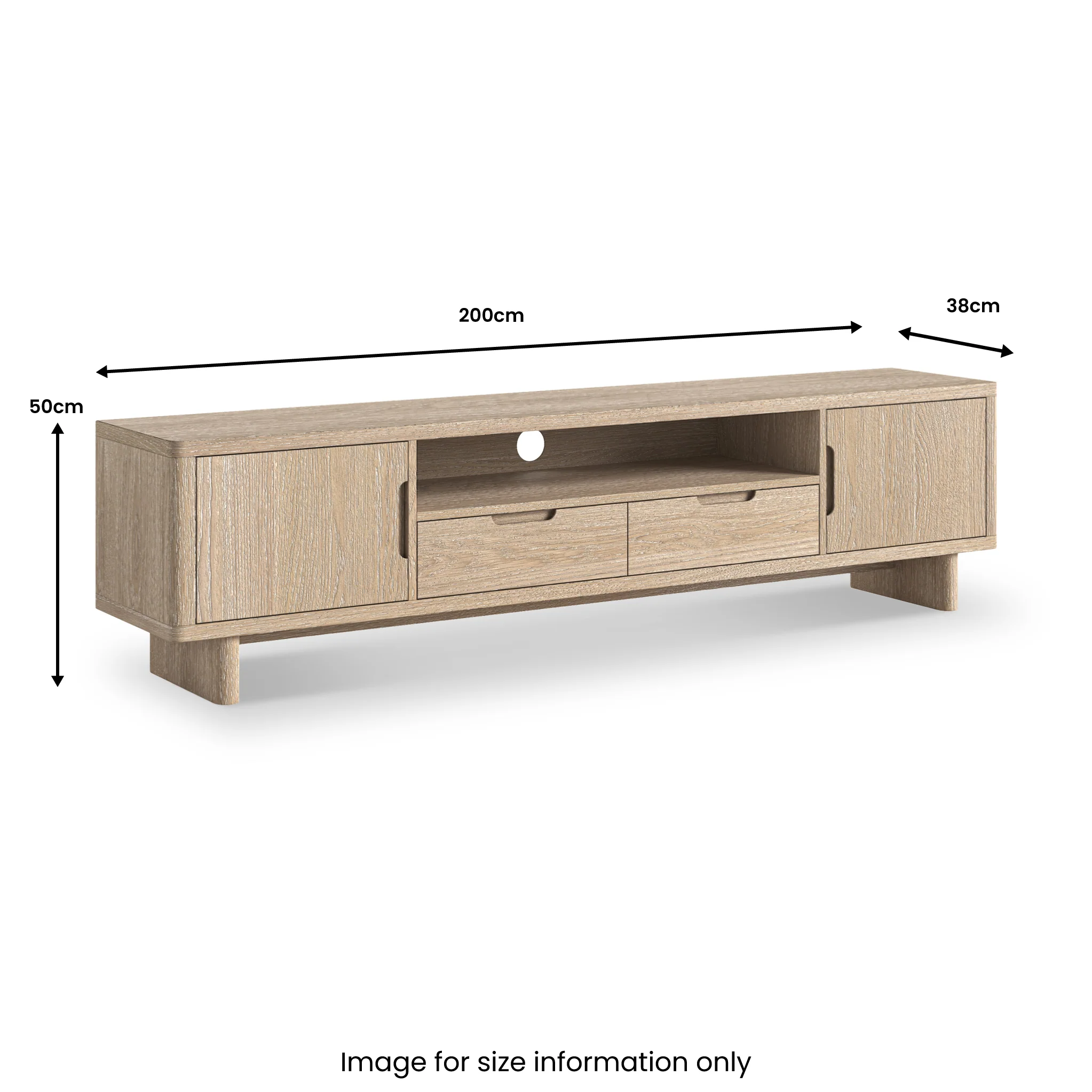 Mylor Washed Oak 200cm TV Unit - Image 3