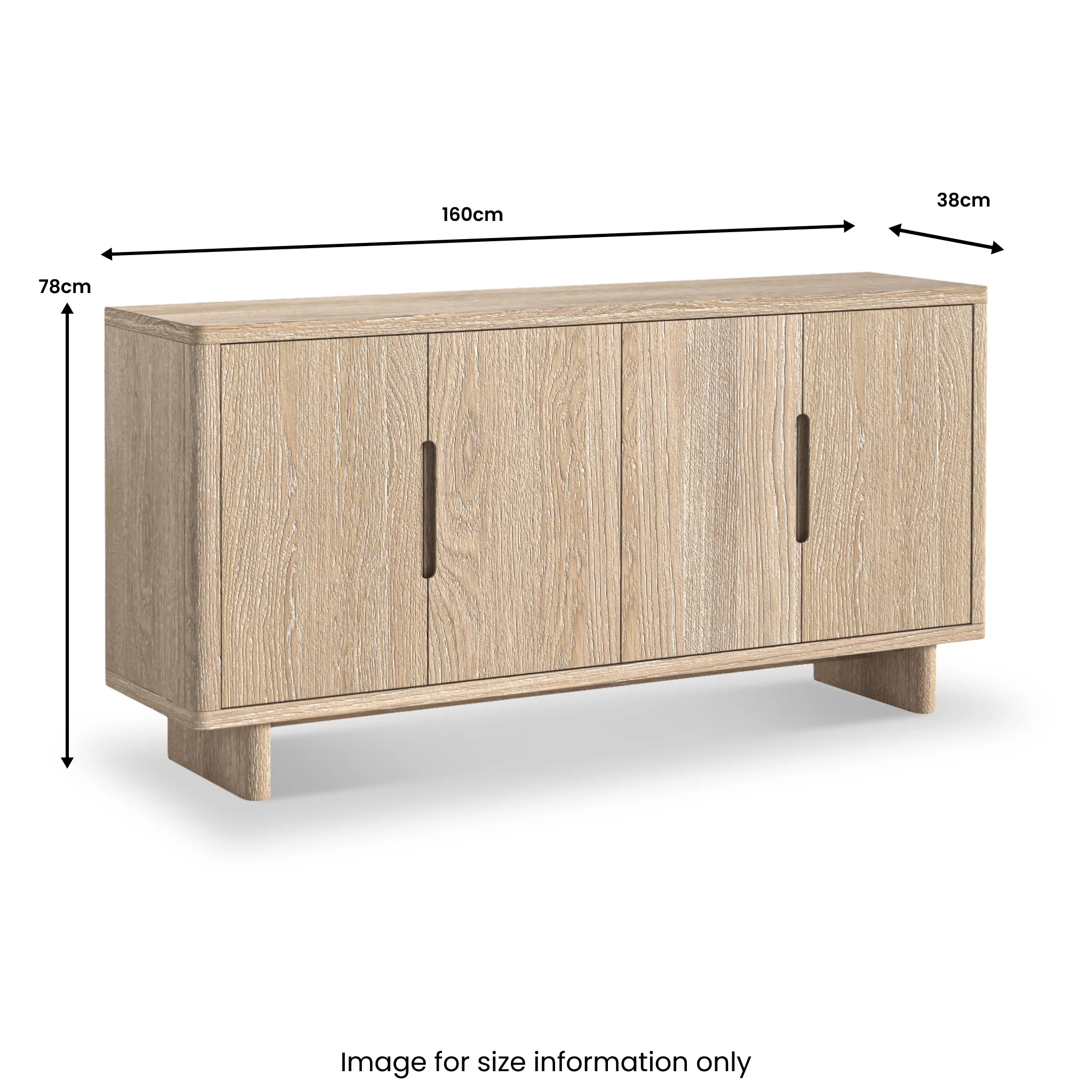 Mylor Washed Oak 4 Door Sideboard - Image 3