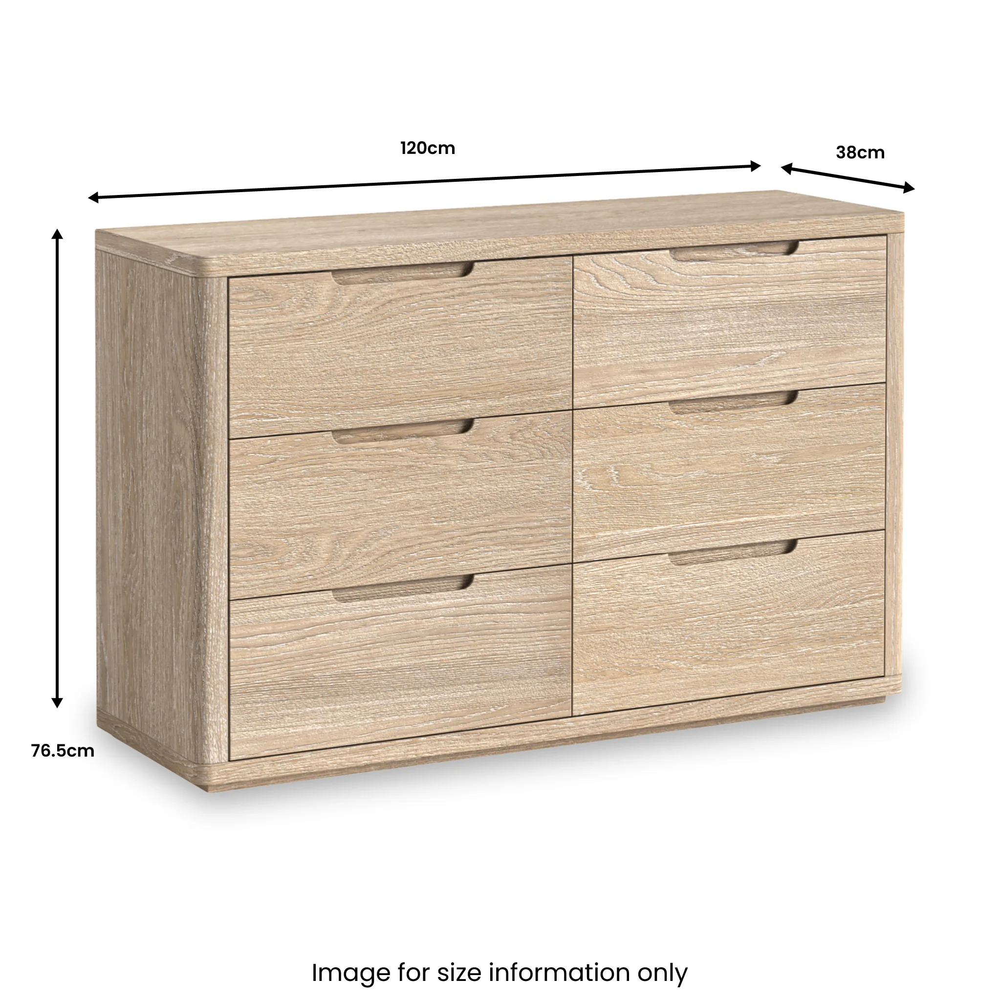 Mylor Washed Oak 6 Drawer Chest - Image 3