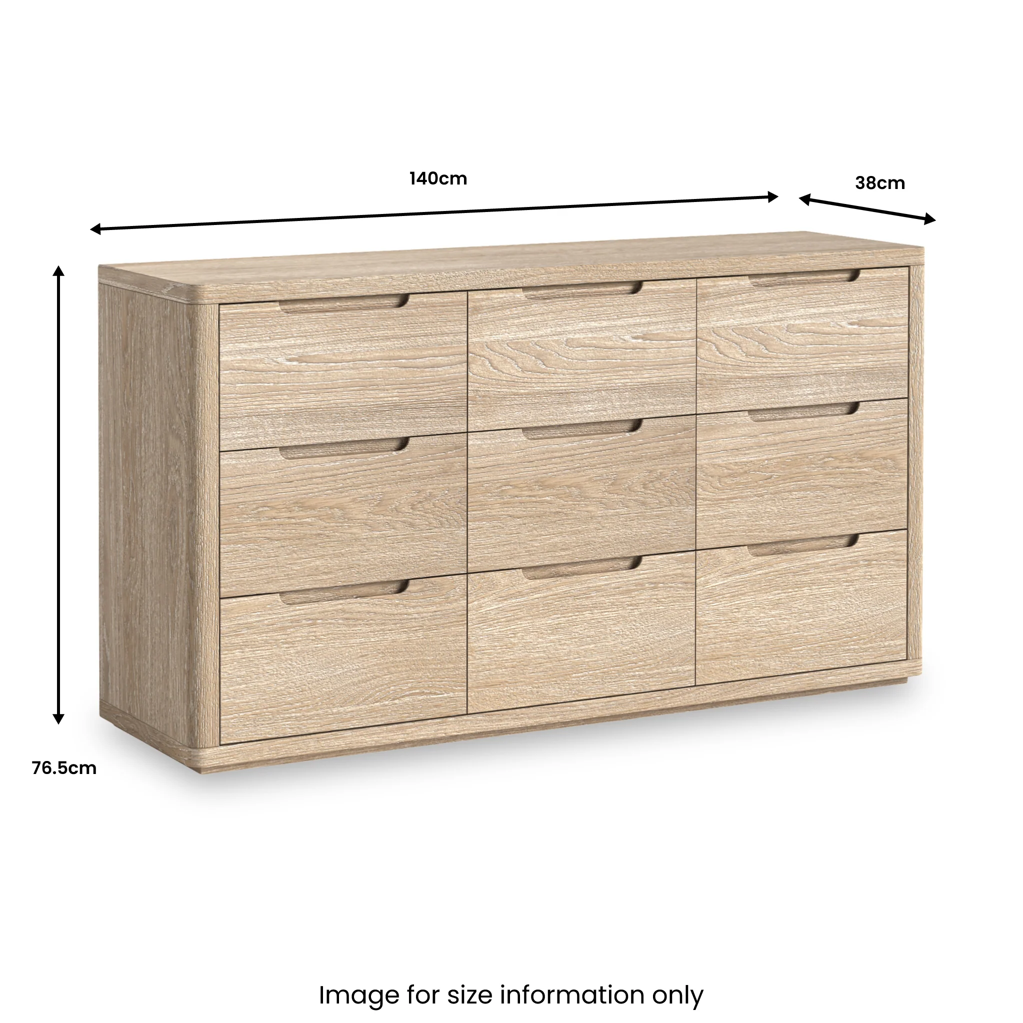 Mylor Washed Oak 9 Drawer Chest - Image 3