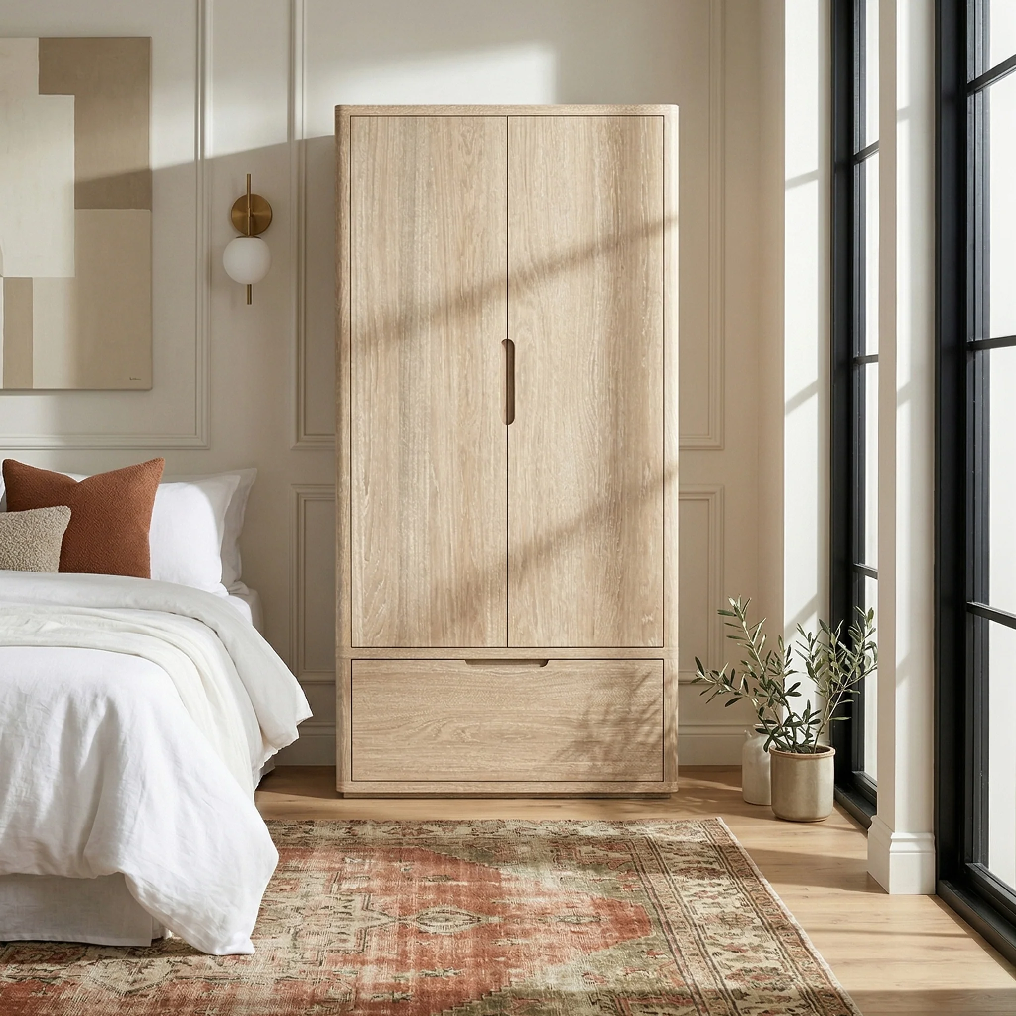 Mylor Washed Oak Double Wardrobe - Image 2