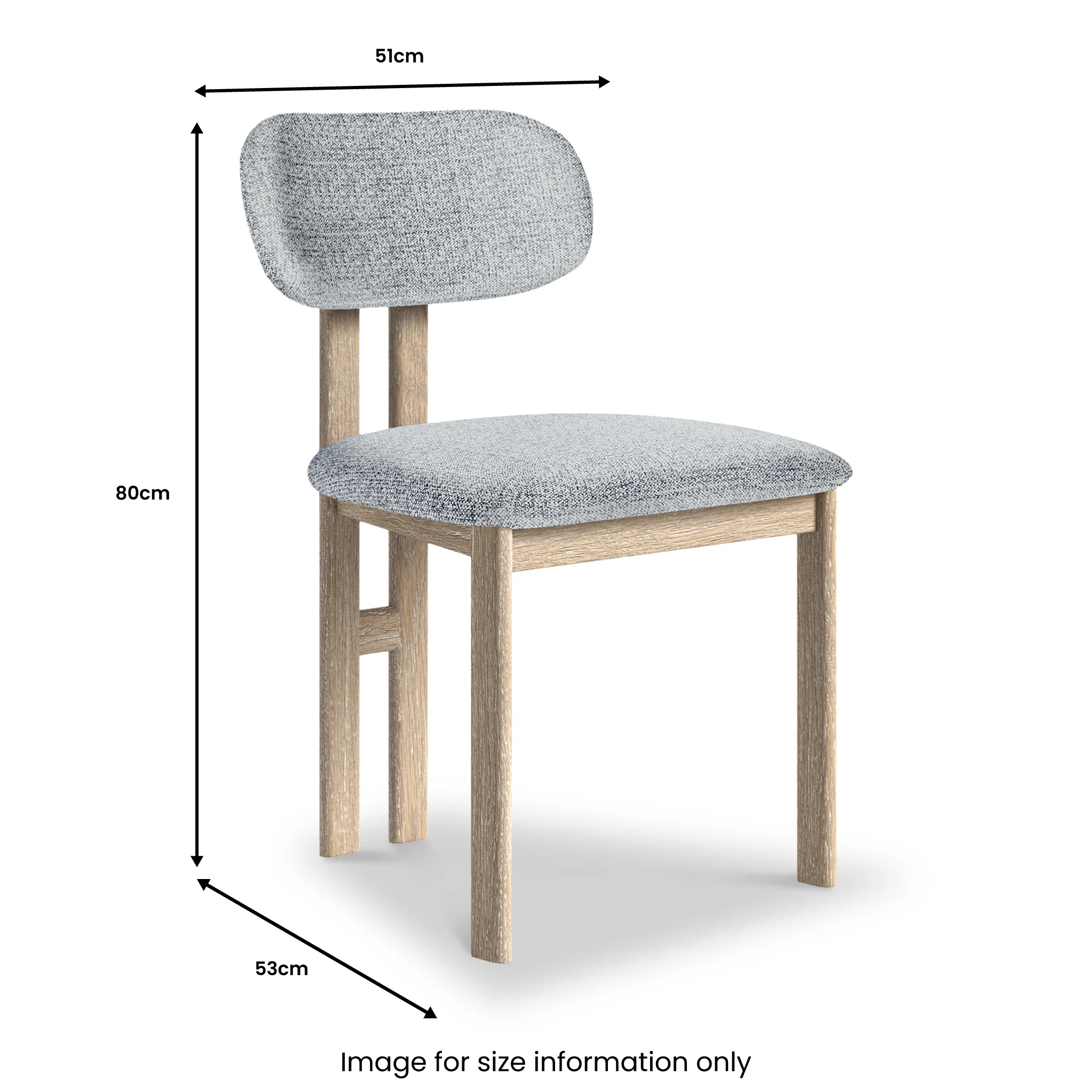 Mylor Washed Oak Grey Dining Chair - Image 3