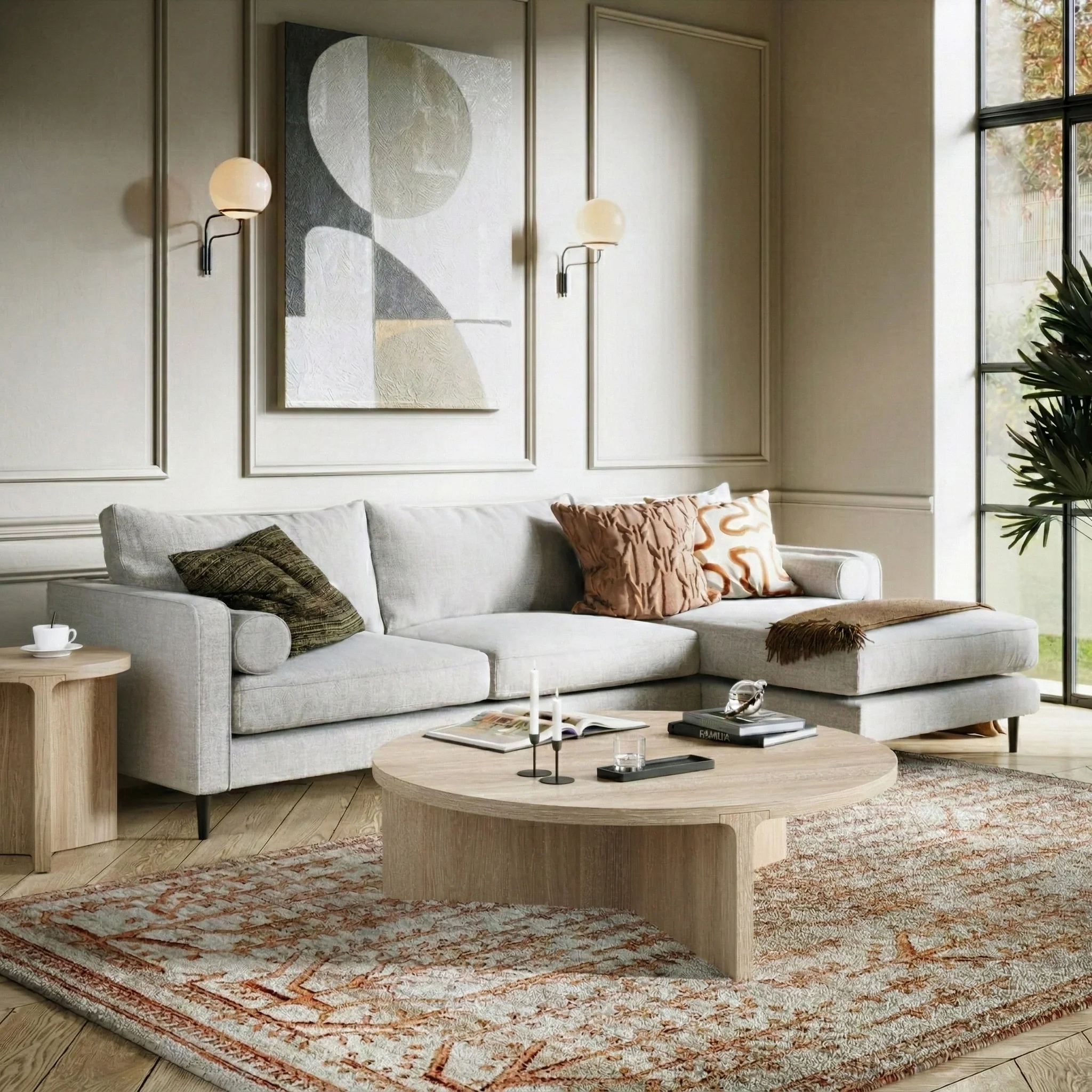 Mylor Washed Oak Large Round Coffee Table - Image 2