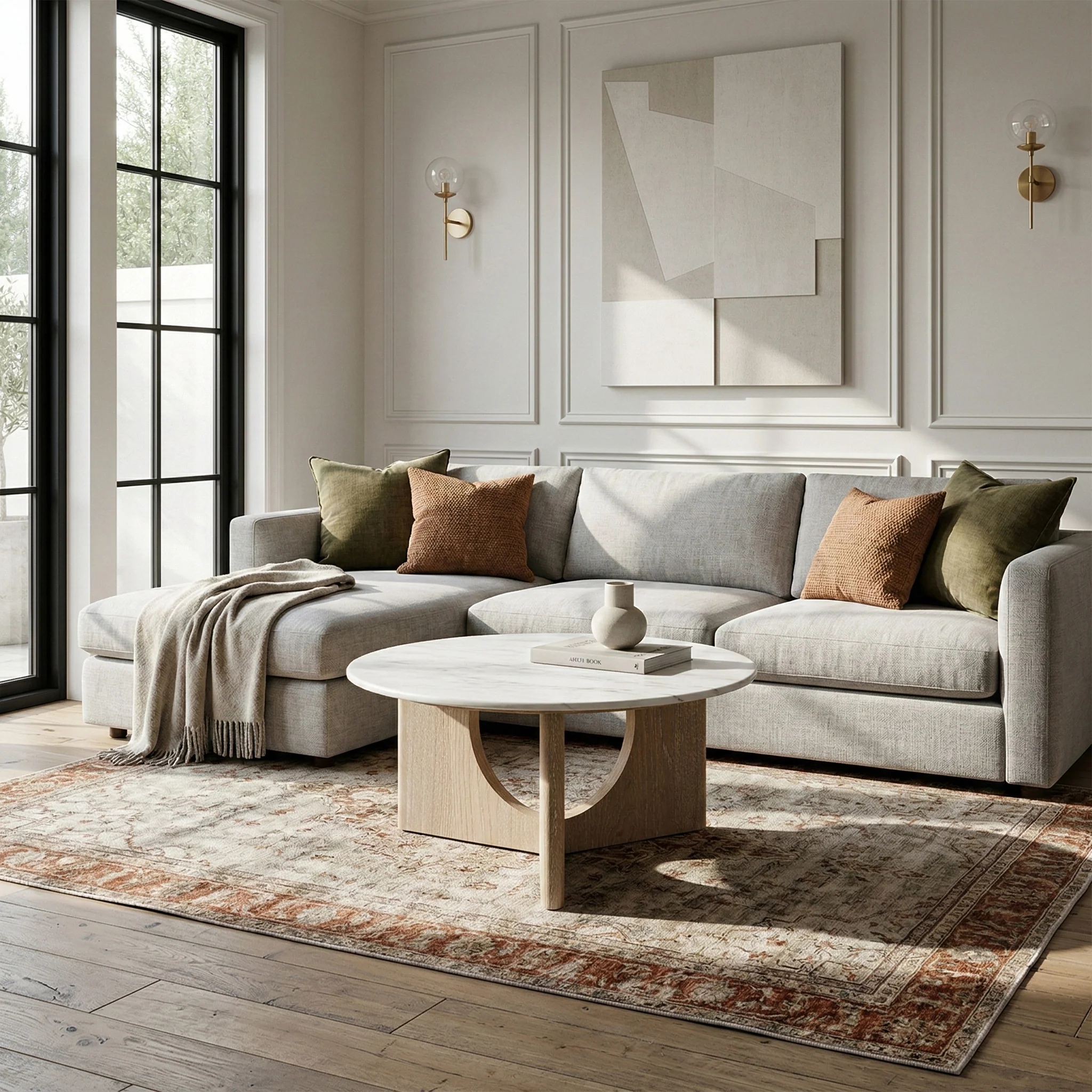 Mylor Washed Oak Marble Top Coffee Table - Image 2