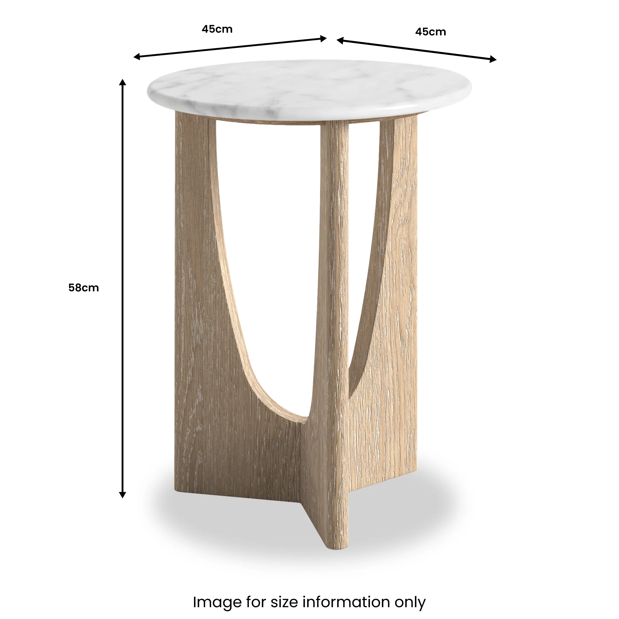 Mylor Washed Oak Marble Top Side Table - Image 4