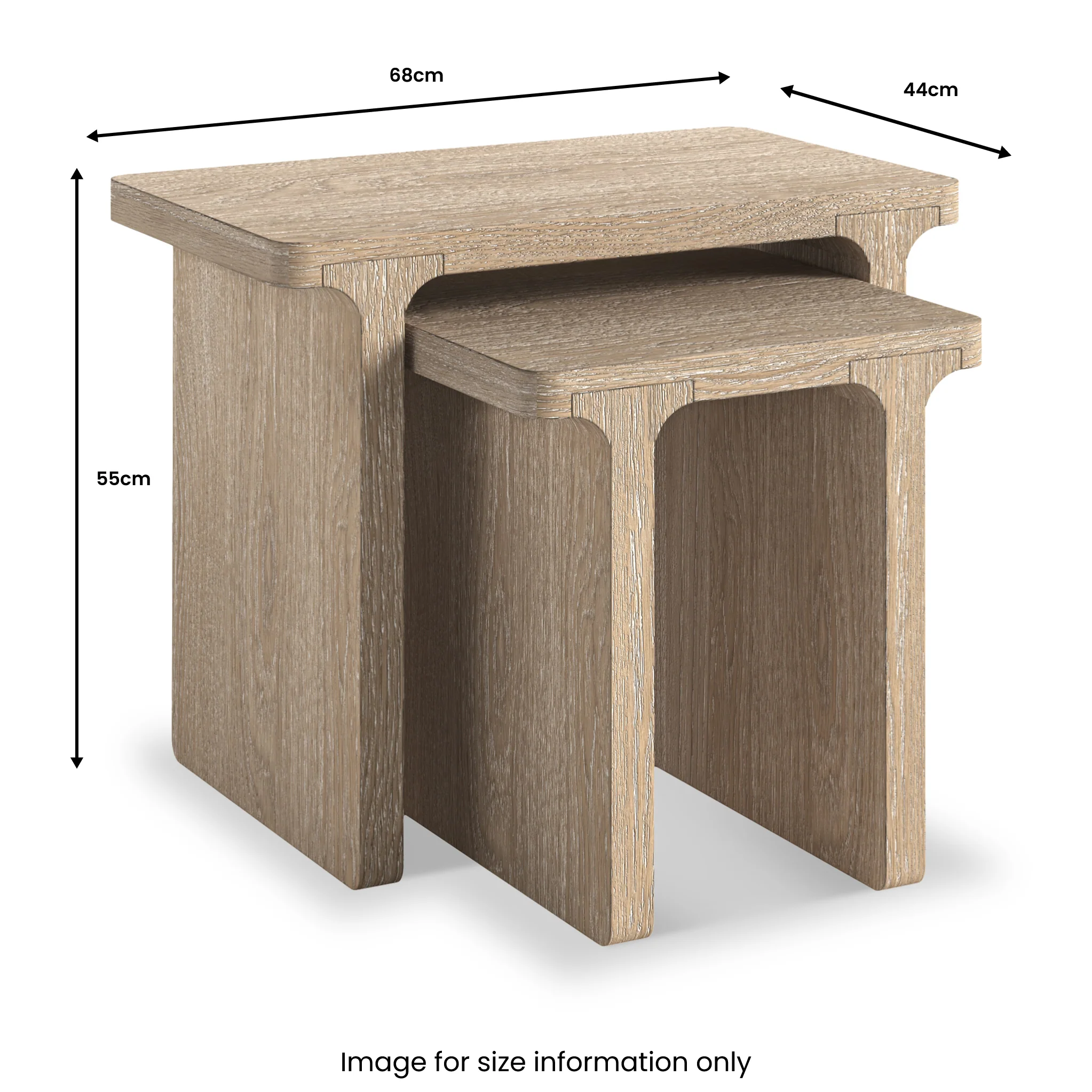 Mylor Washed Oak Nest of Tables - Image 3