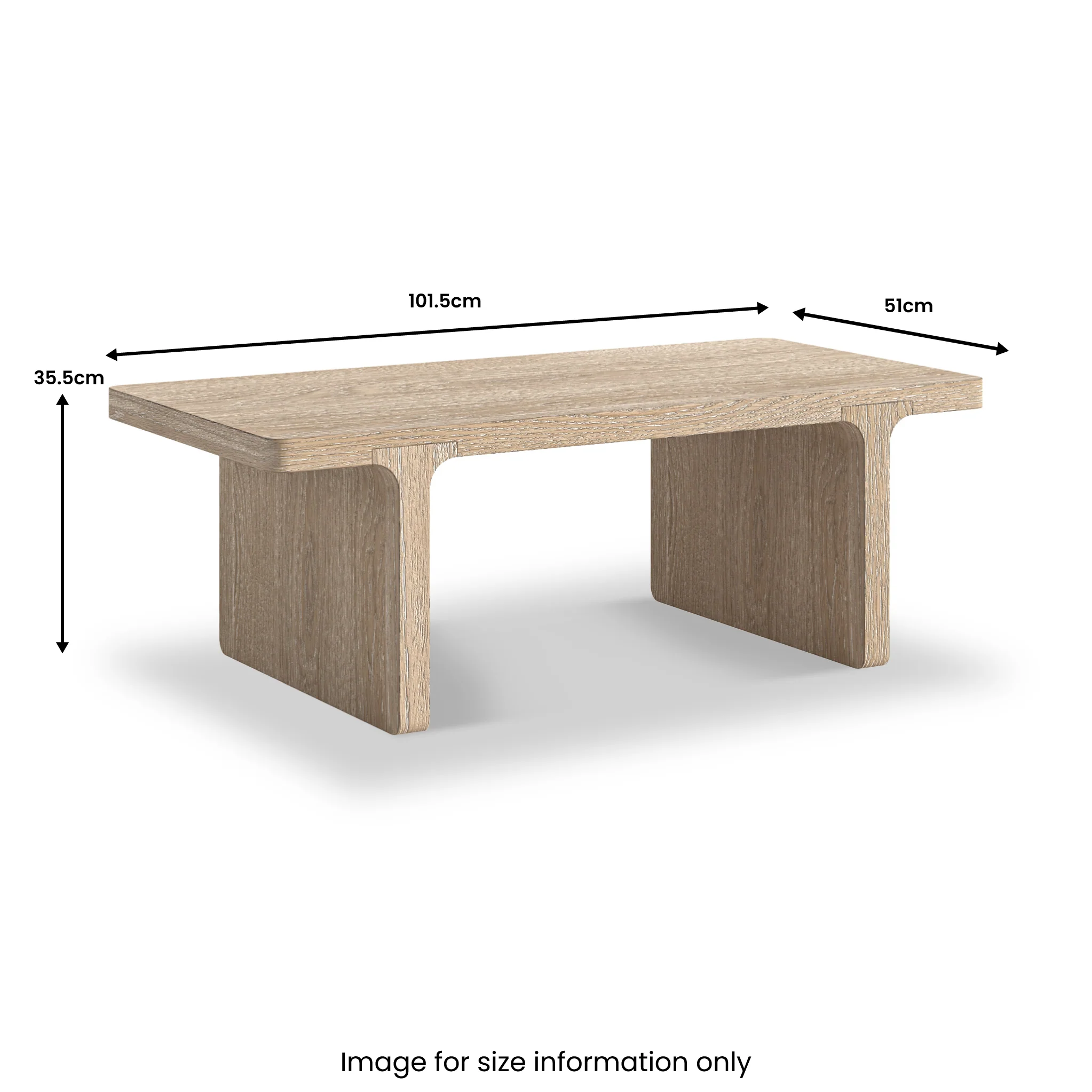 Mylor Washed Oak Rectangular Coffee Table - Image 3