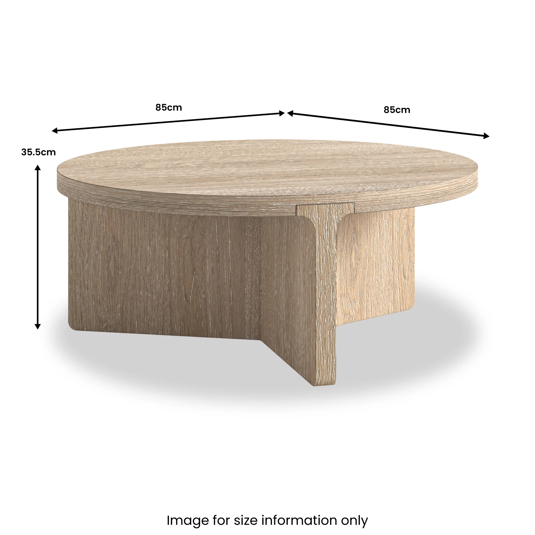 Mylor Washed Oak Round Coffee Table - Image 3