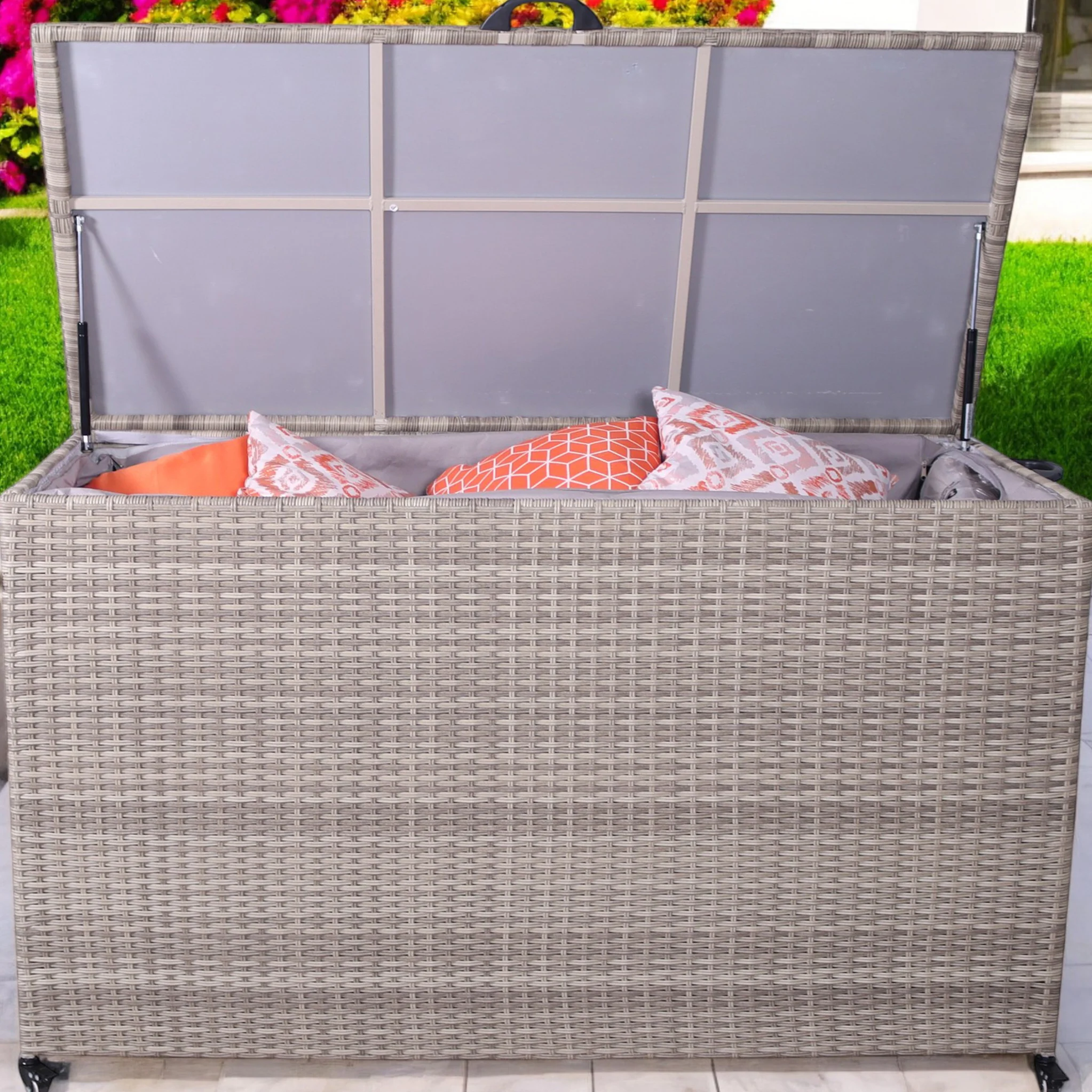 Natural Weave 826L Cushion Storage Box with Gas Lift - Image 4