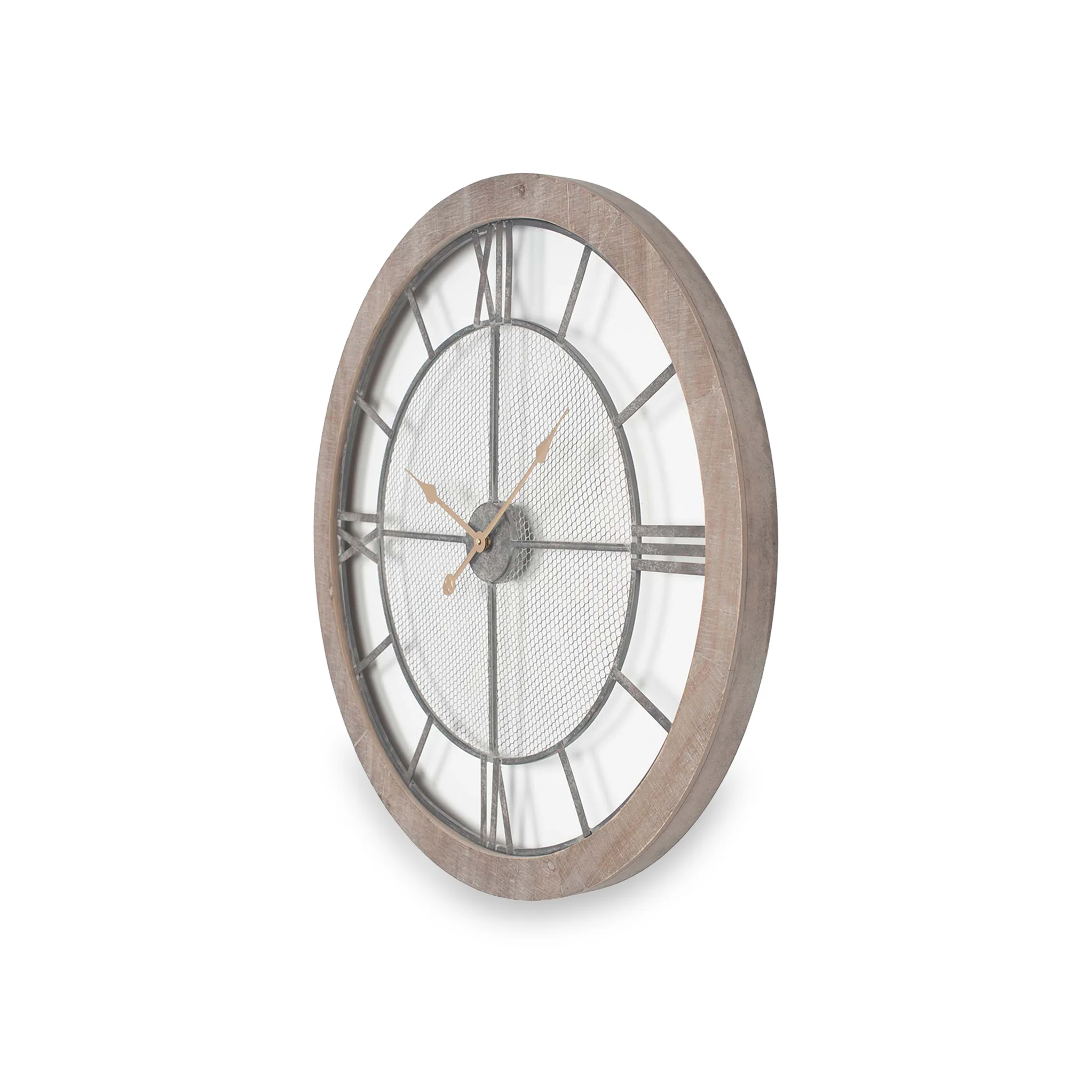 Natural Wood & Metal Round Wall Clock - Image 3