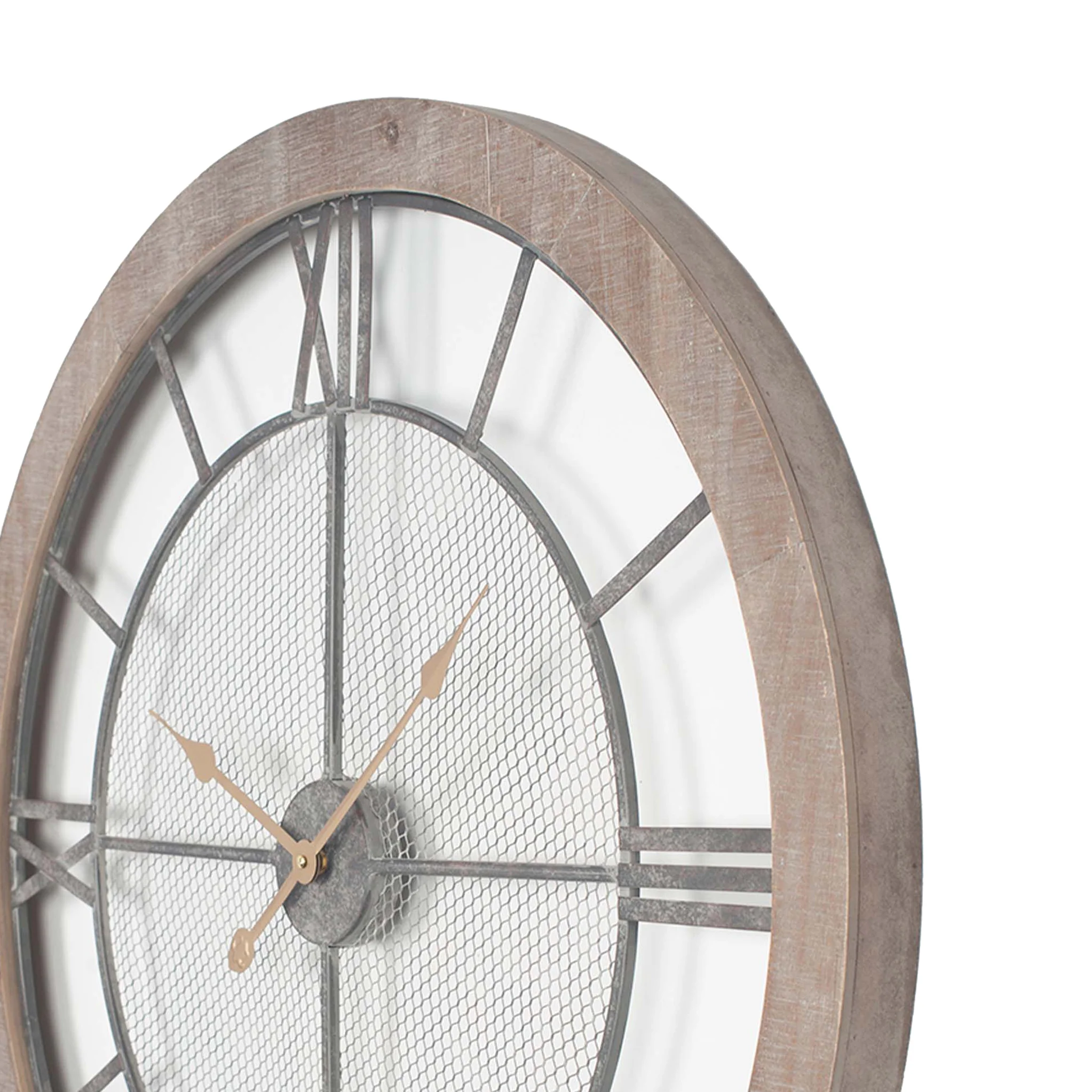 Natural Wood & Metal Round Wall Clock - Image 4