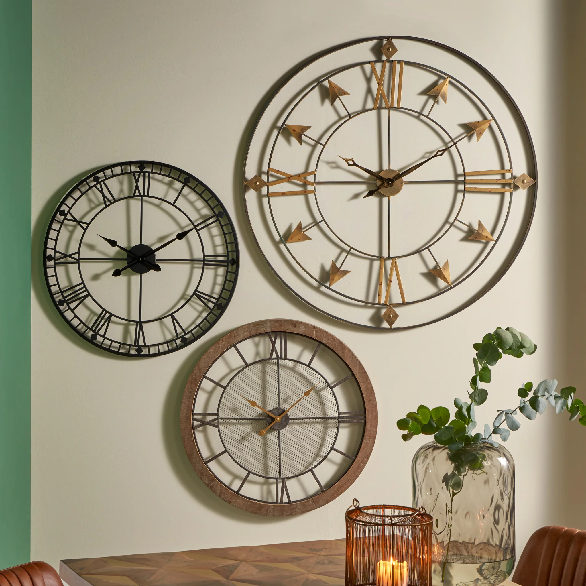 Natural Wood & Metal Round Wall Clock - Image 5