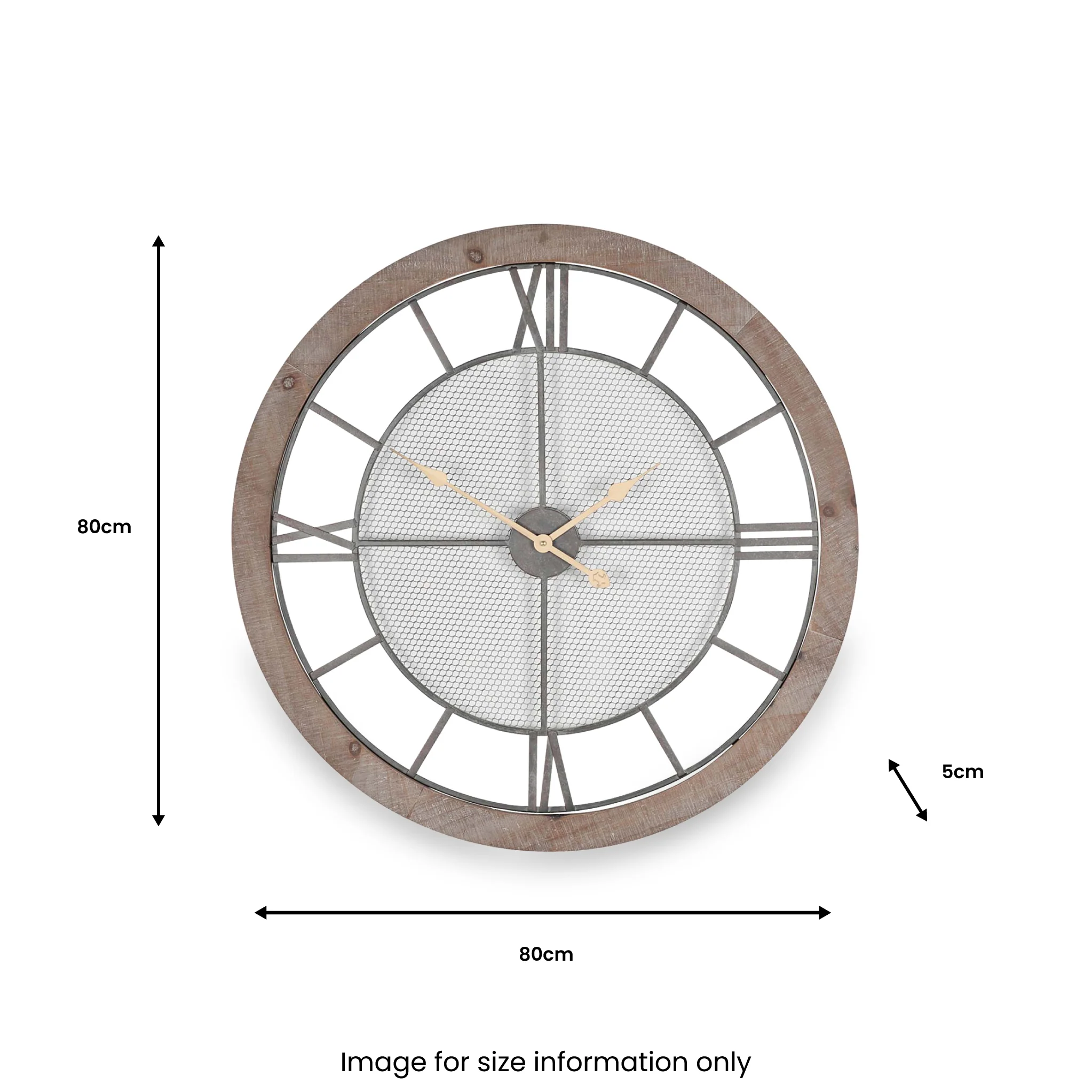 Natural Wood & Metal Round Wall Clock - Image 6