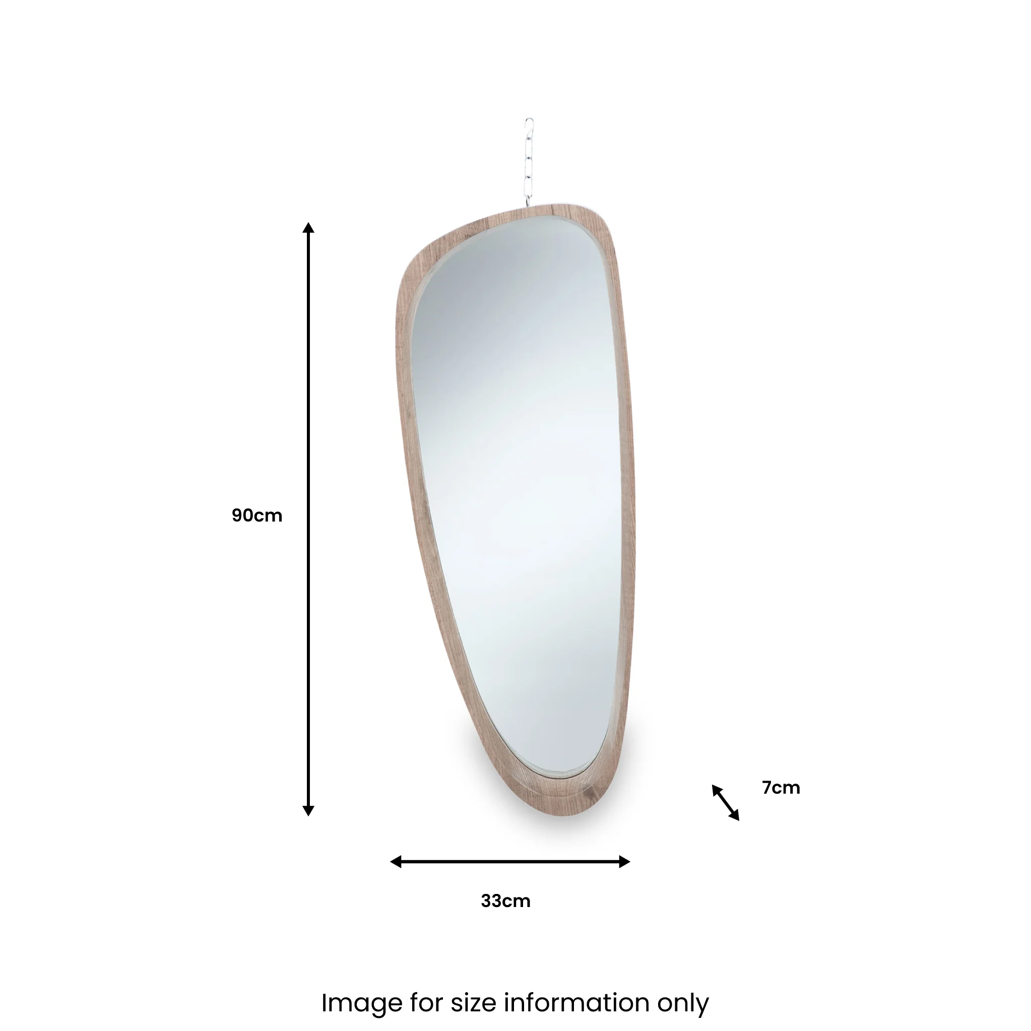 Natural Wood Veneer Teardrop Shaped Mirror - Image 7