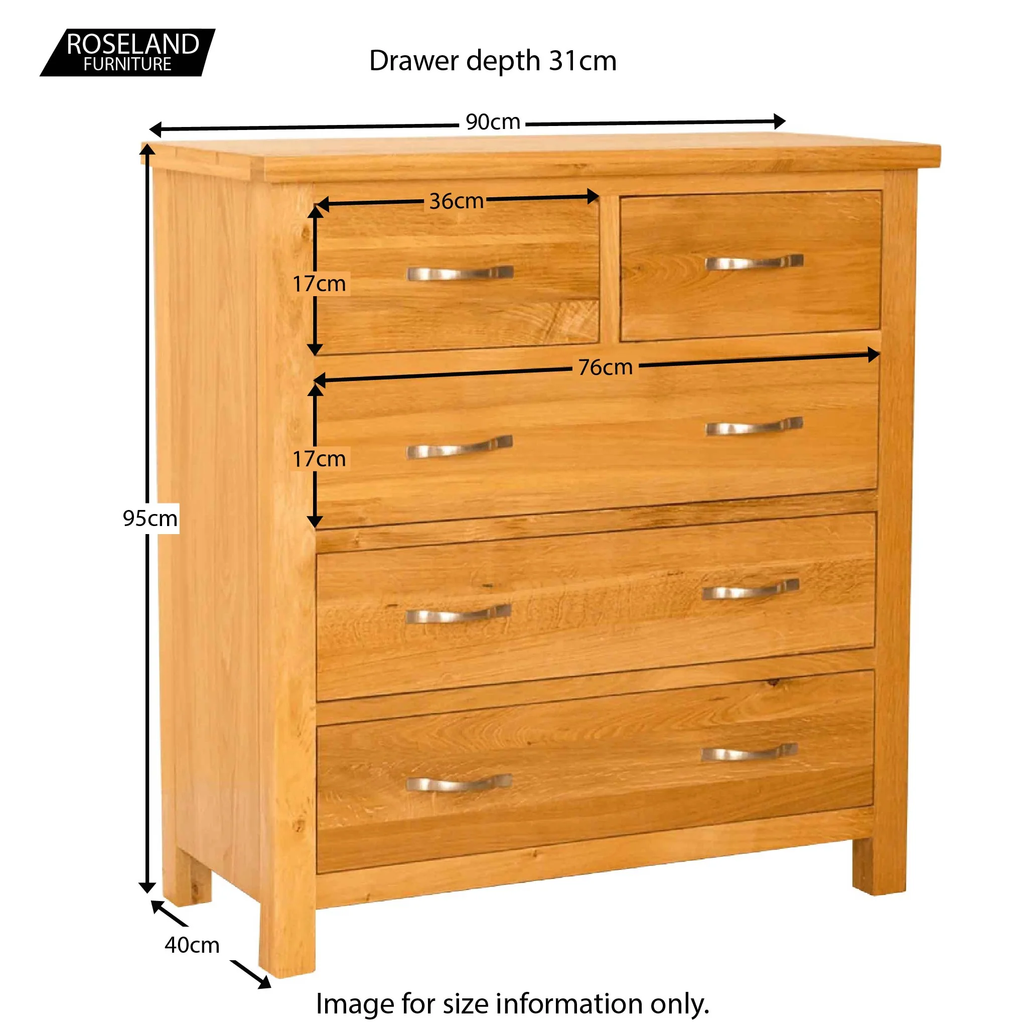 Newlyn Oak 2 over 3 Drawer Chest - Image 6