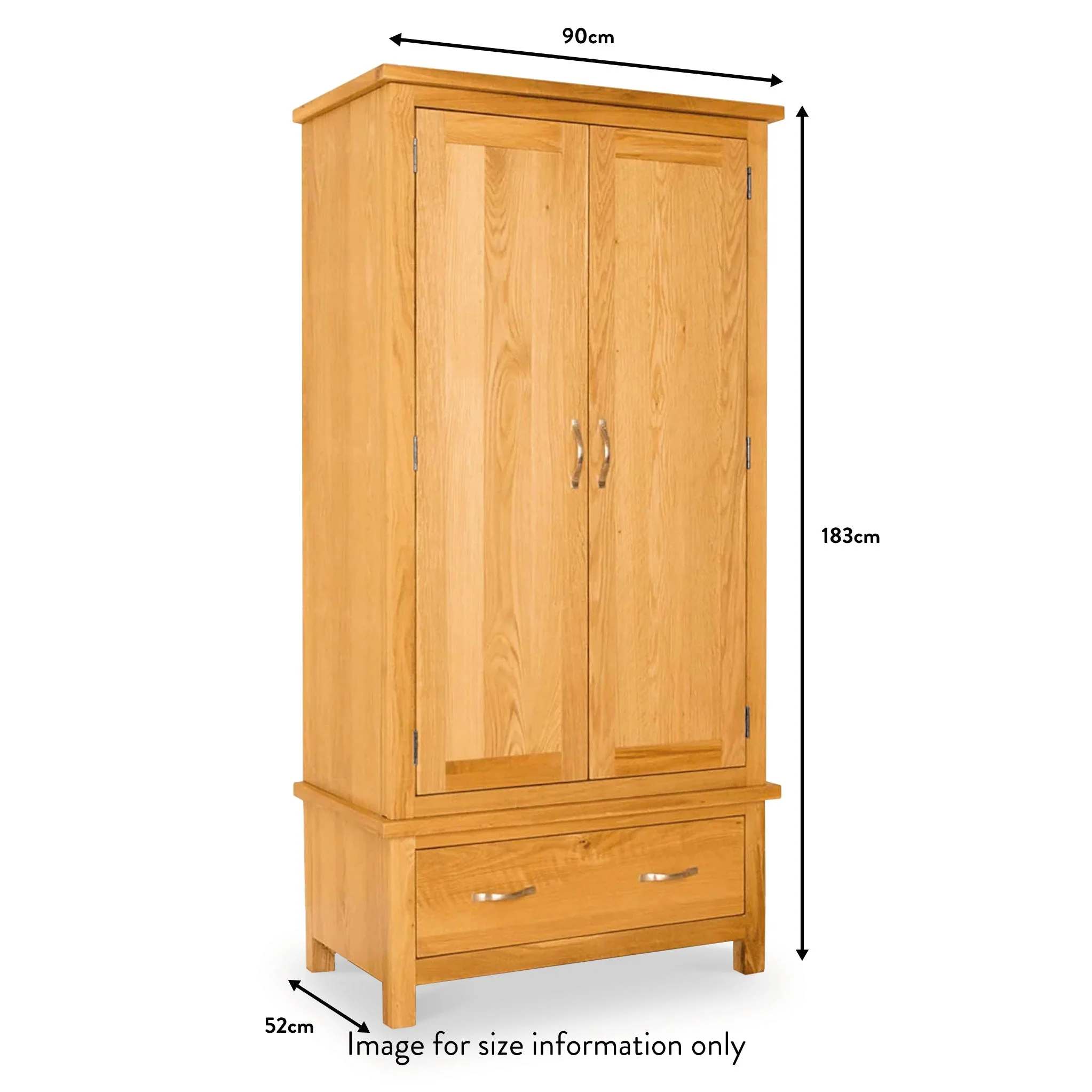 Newlyn Oak Double Wardrobe with Drawer - Image 10