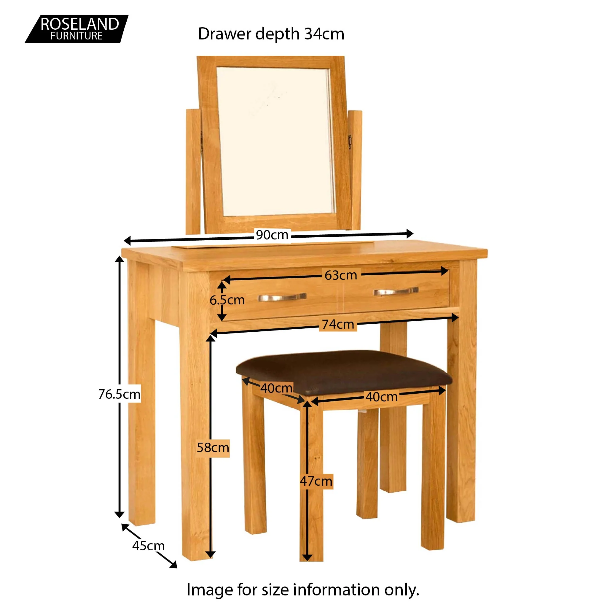 Newlyn Oak Dressing Table Set - Image 7