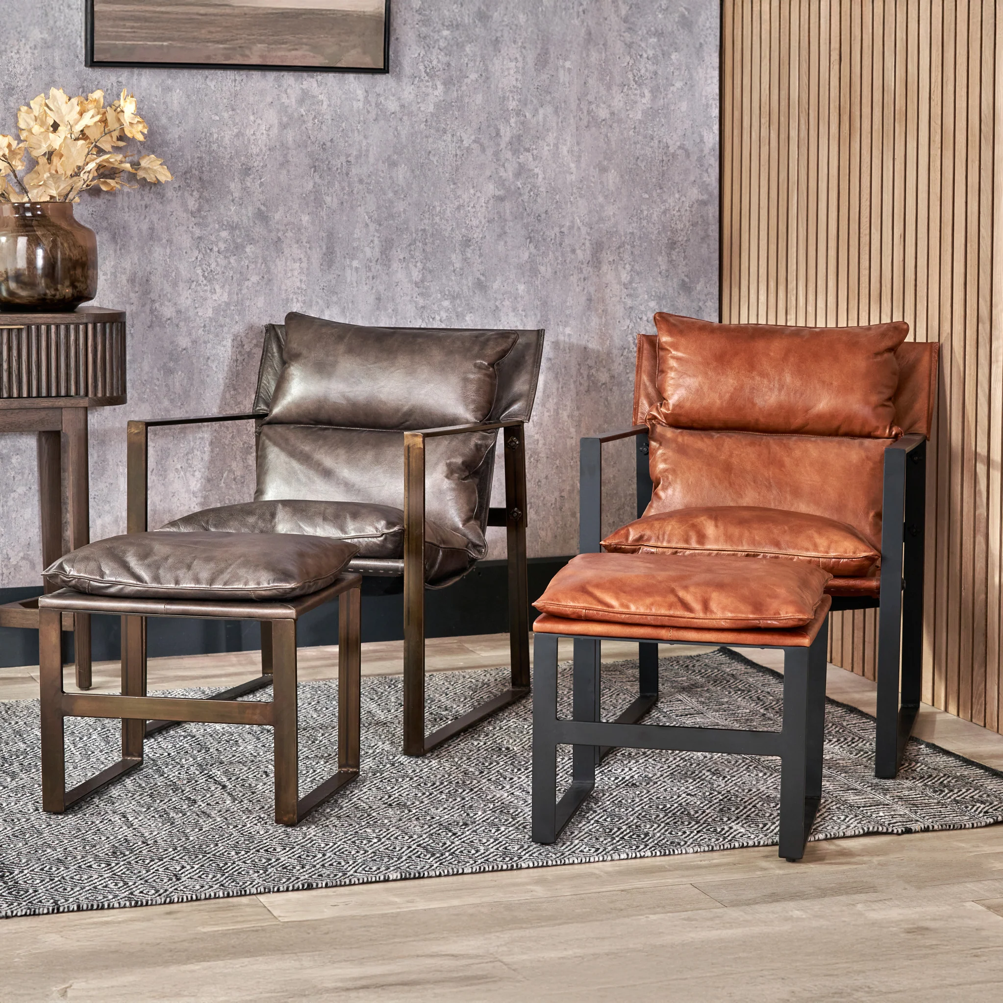 Nico Leather Accent Chair & Footstool - Image 19