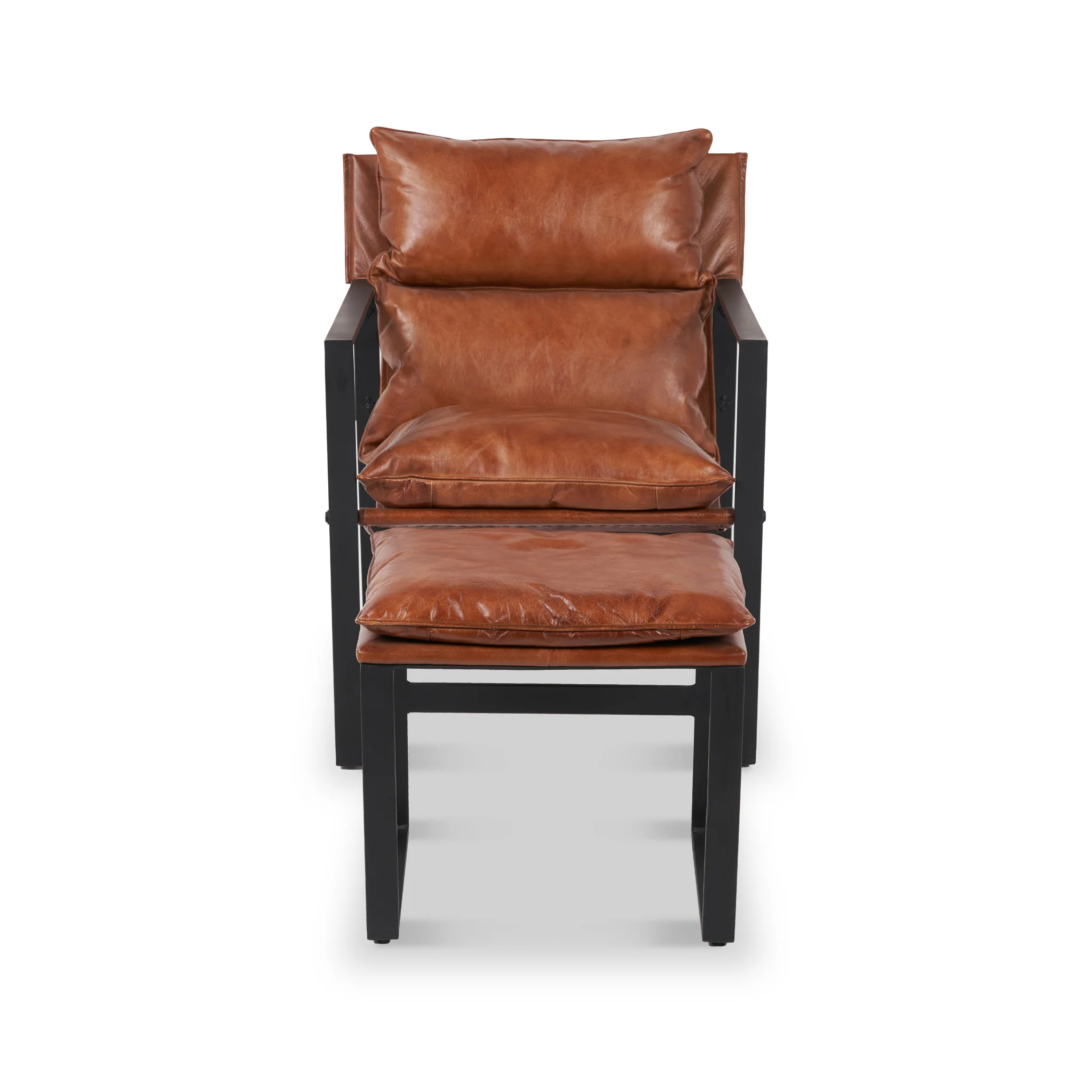 Nico Leather Accent Chair & Footstool - Image 3