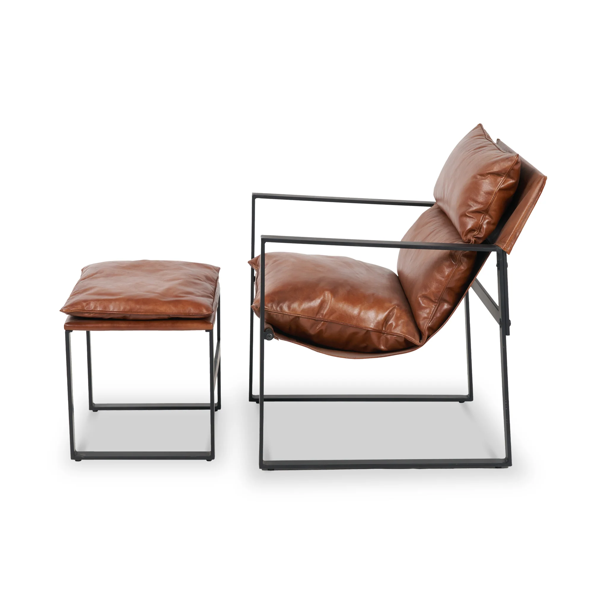 Nico Leather Accent Chair & Footstool - Image 4